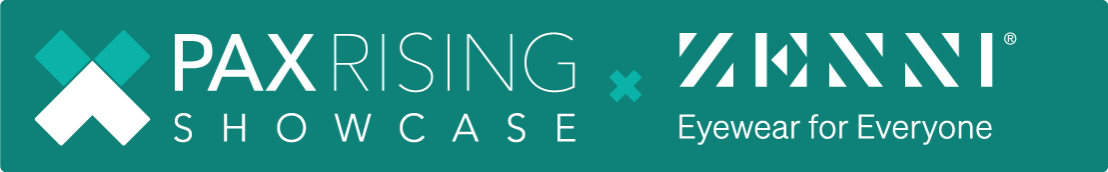 PAX Rising Showcase logo with the tagline 'Eyewear for Everyone'