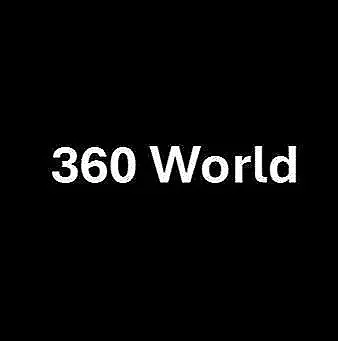 The image displays the text '360 World' in white font on a black background.