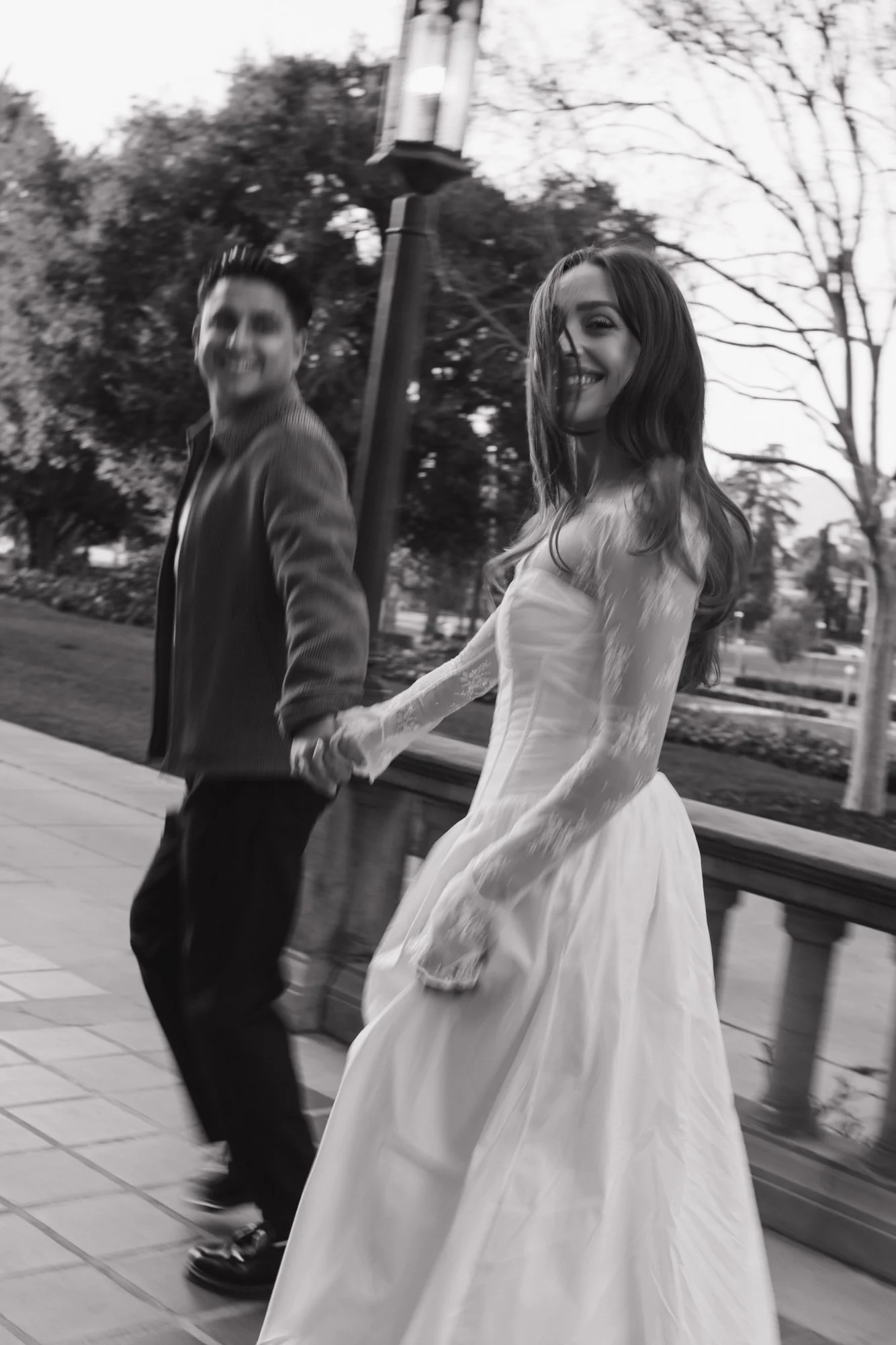 A candid moment during our engagement session at Redlands University in Redlands
