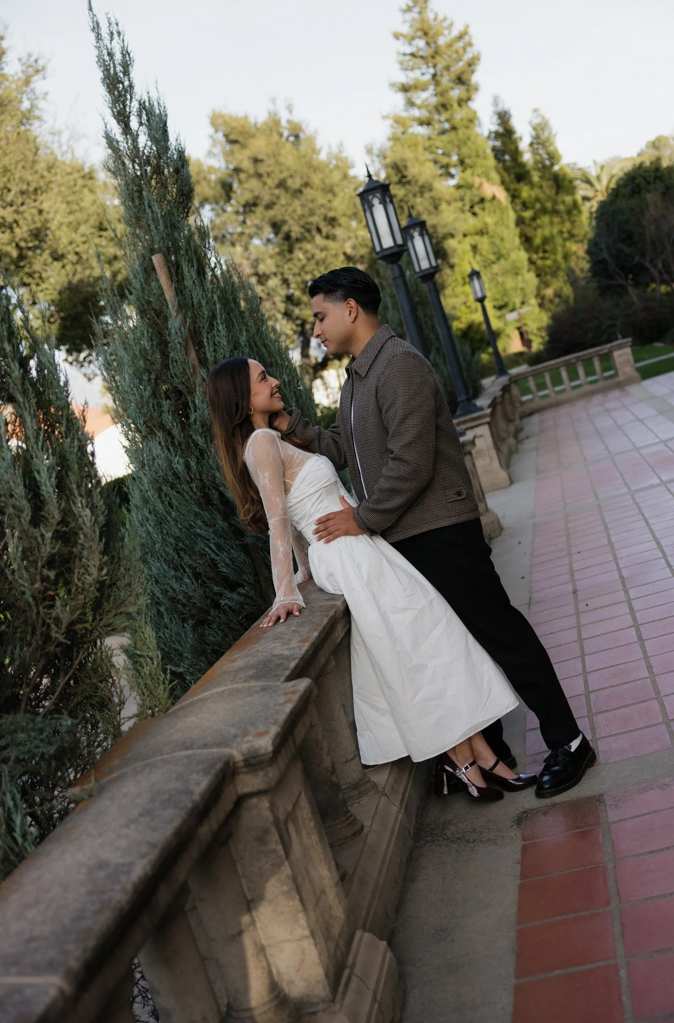 A candid moment during our engagement session at Redlands University in Redlands