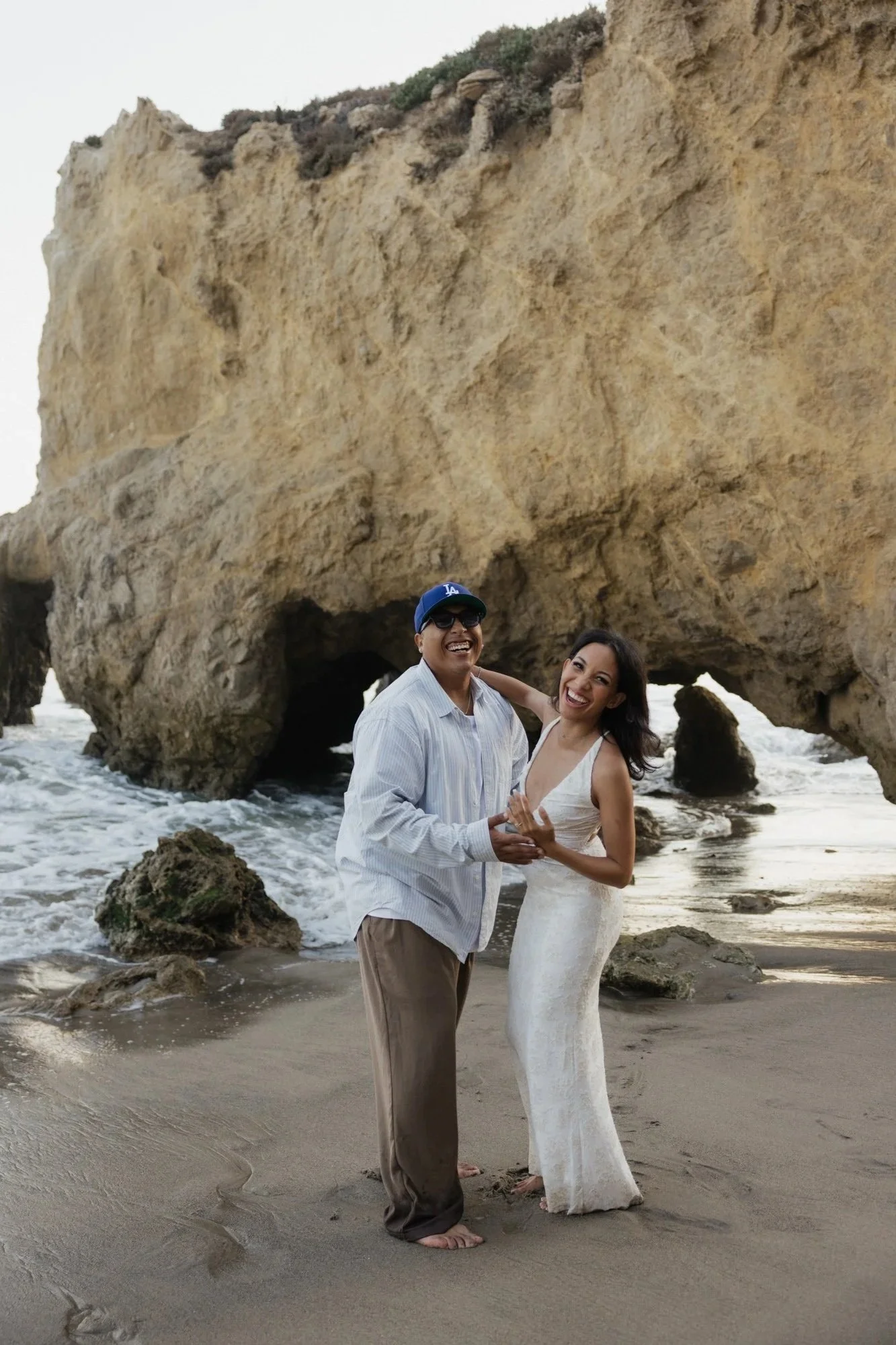 Fun but candid engagement session at E Matador State Beach In Malibu California
