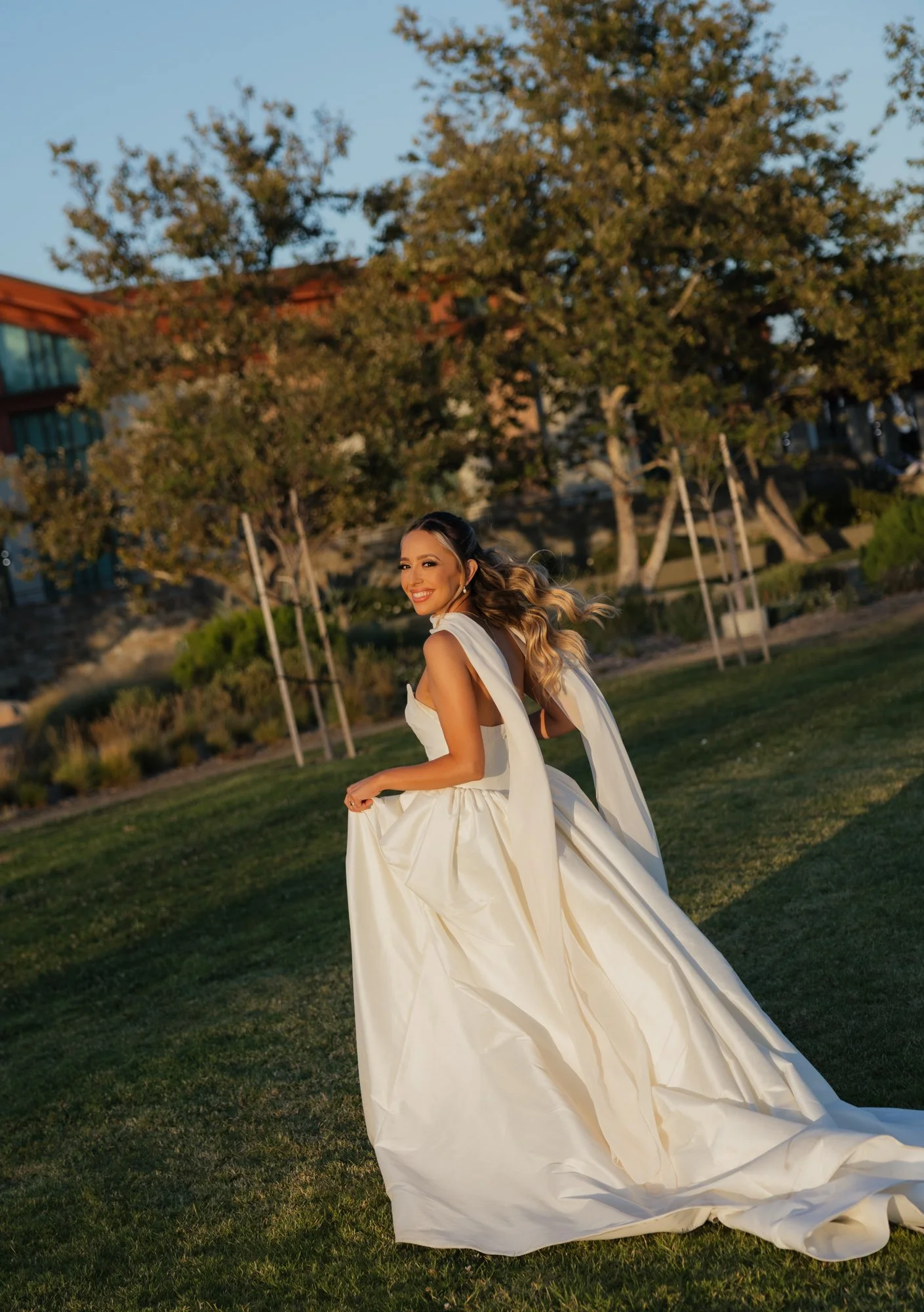 Candid photographer takes a candid photo of bride during her wedding in Los Angeles California.