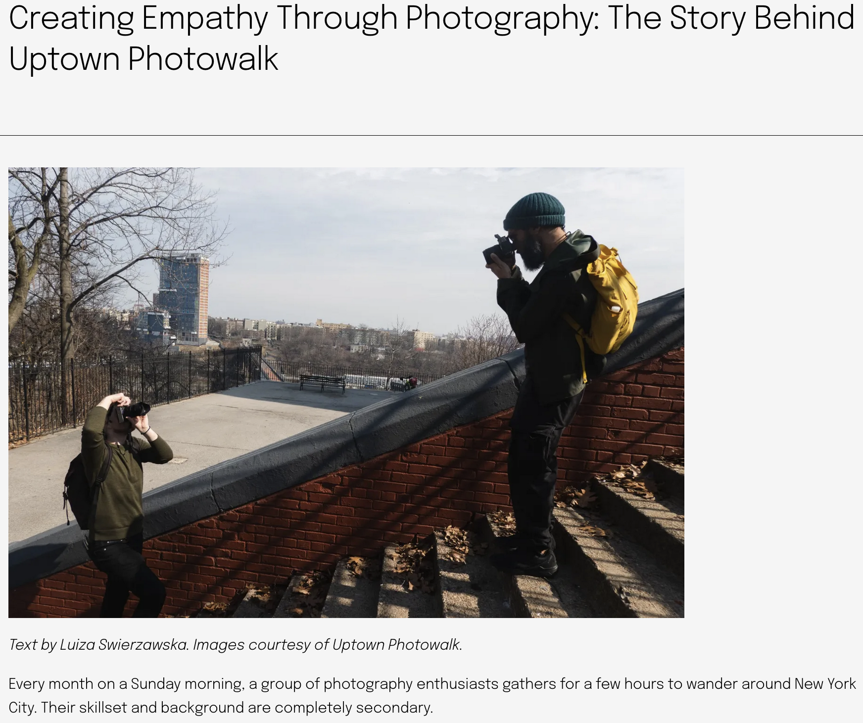 Creating Empathy Through Photography: The Story Behind Uptown&nbsp;Photowalk