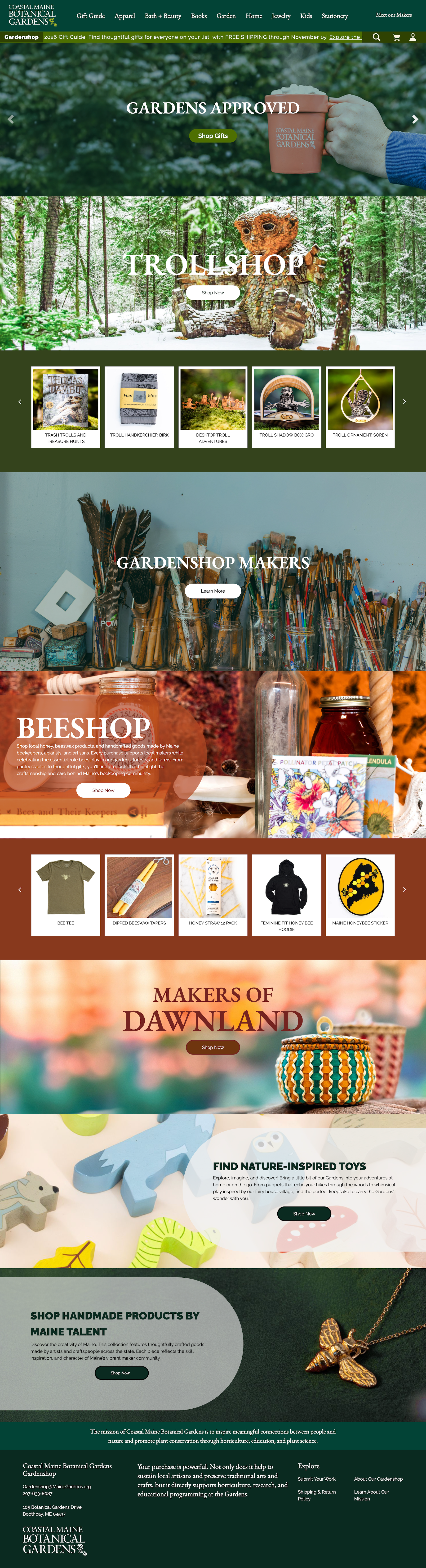 Coastal Maine Botanical Gardens Gardenshop website