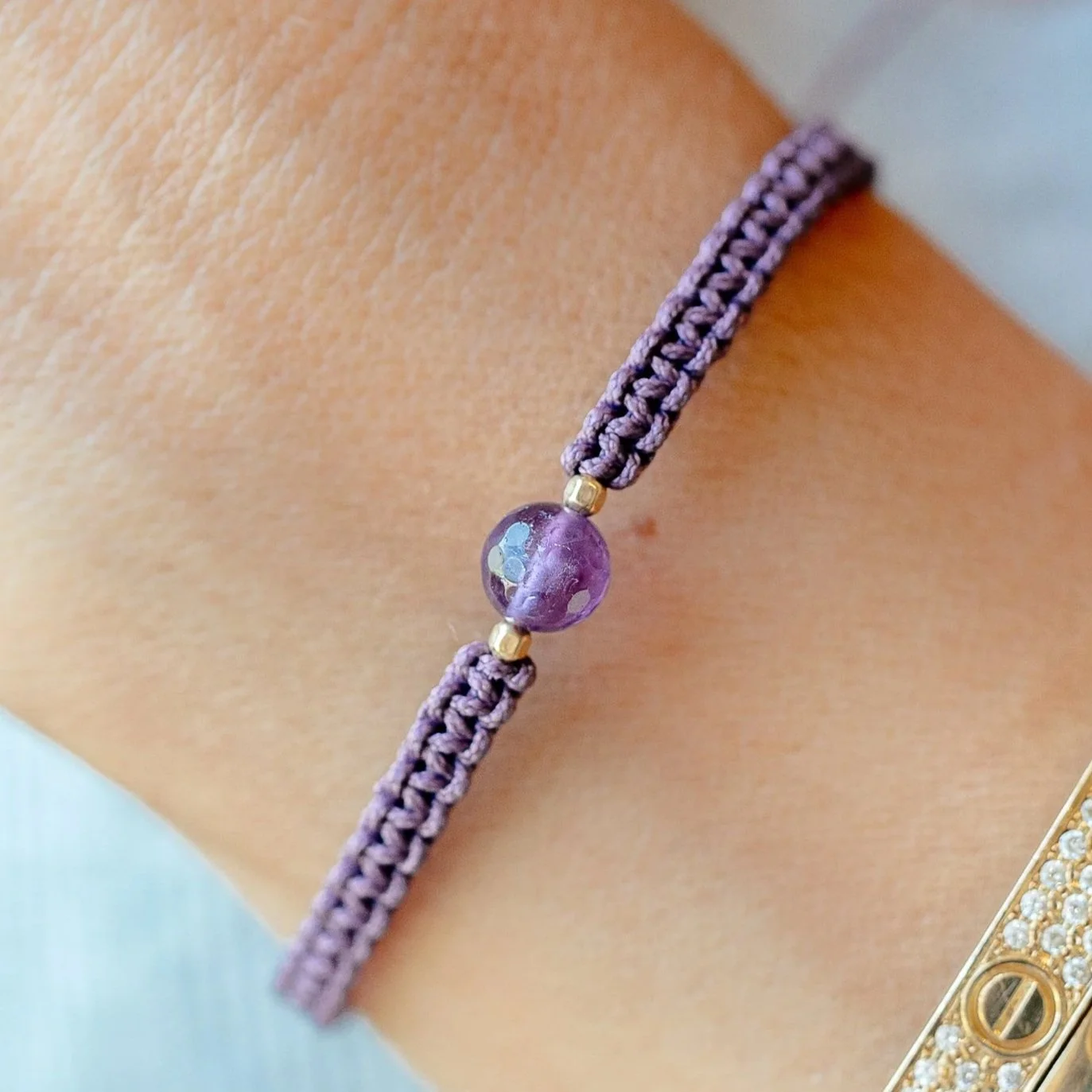 Macramé Violet & Améthyste | Éveil & Connexion