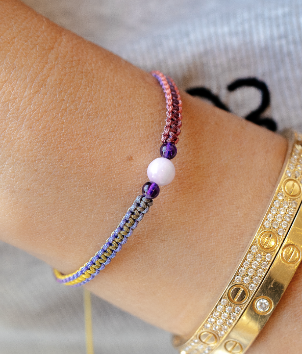 Macramé Tutti Frutti, Améthyste & Kunzite | Amour de Soi