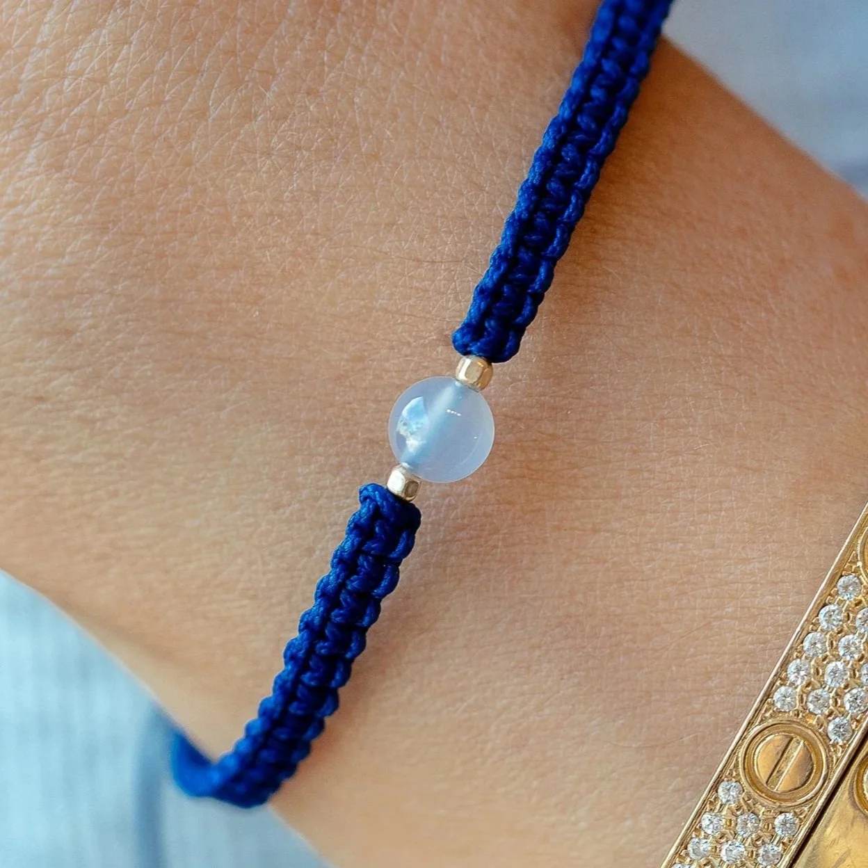 Macramé Bleu & Calcédoine Bleue | Calme & Repos