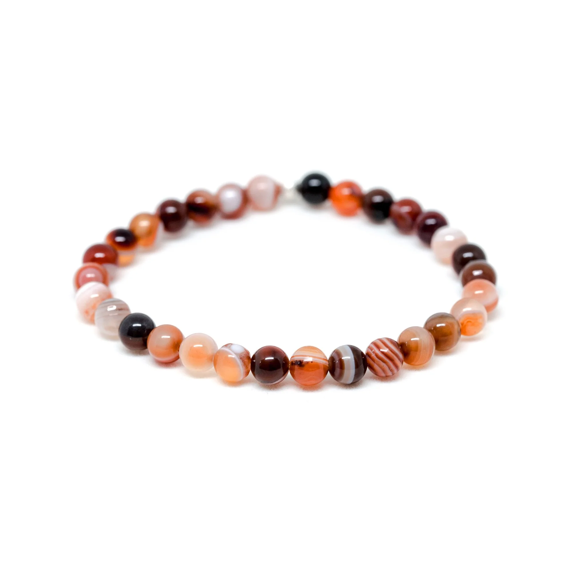 Bracelet Agate Rubanée Rouge & Noire | Courage & Prise de Décision