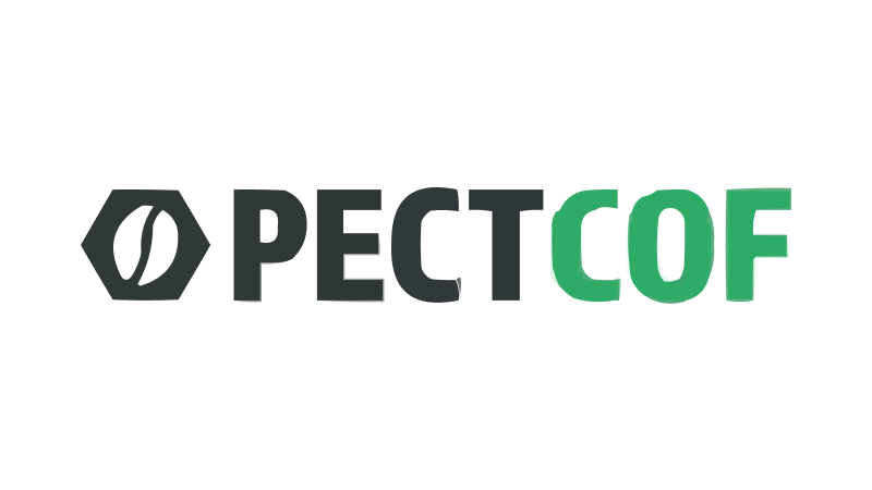 Logo van PECTCOF met een zwart en groen ontwerp en een grafisch symbool naast de tekst.