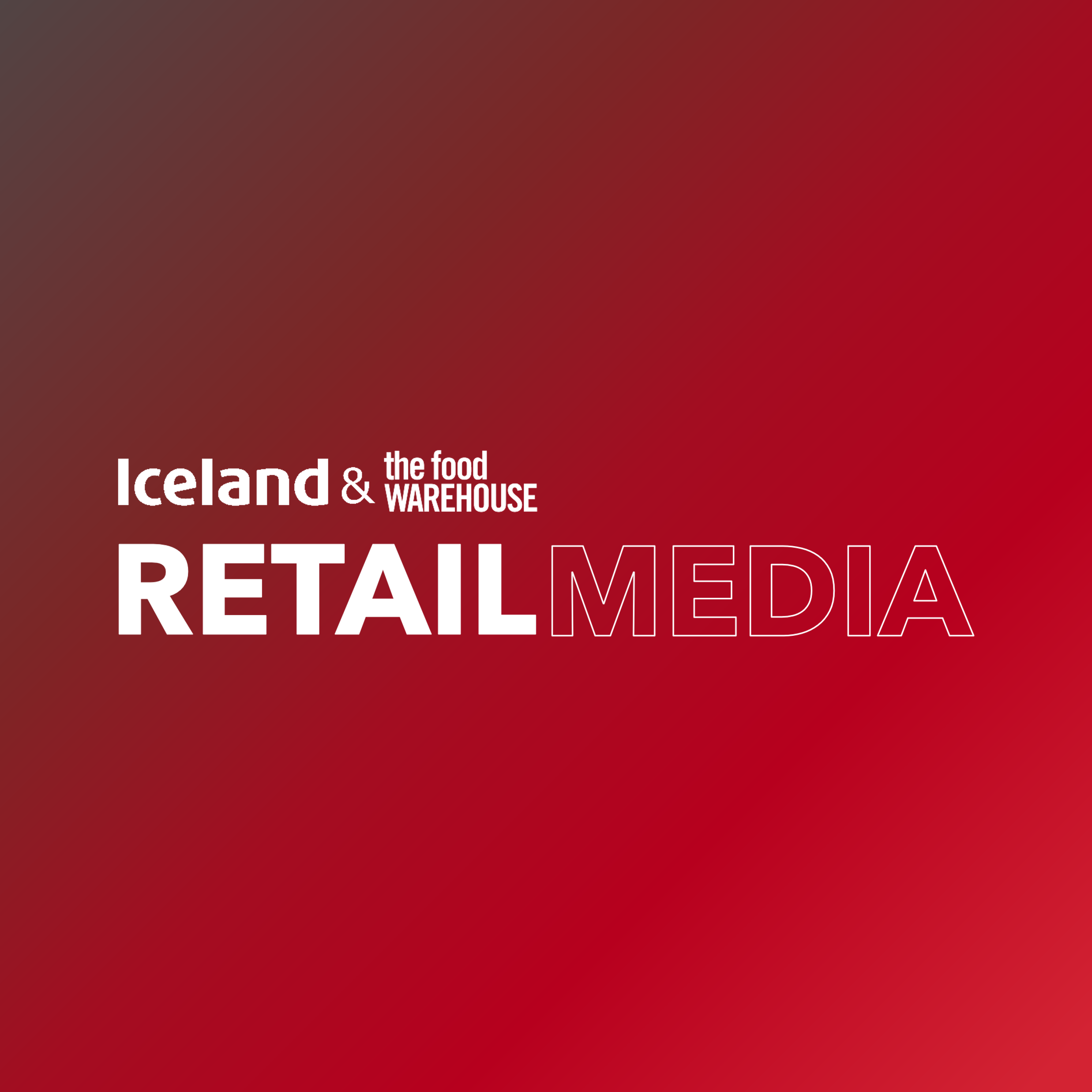 Cover of a publication titled 'Iceland & the Food Warehouse Retail Media' with a red gradient background.