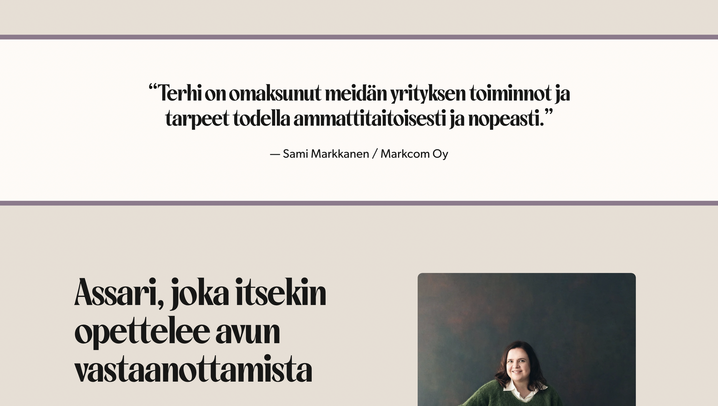 Leader-tuella kotisivut ja brändi