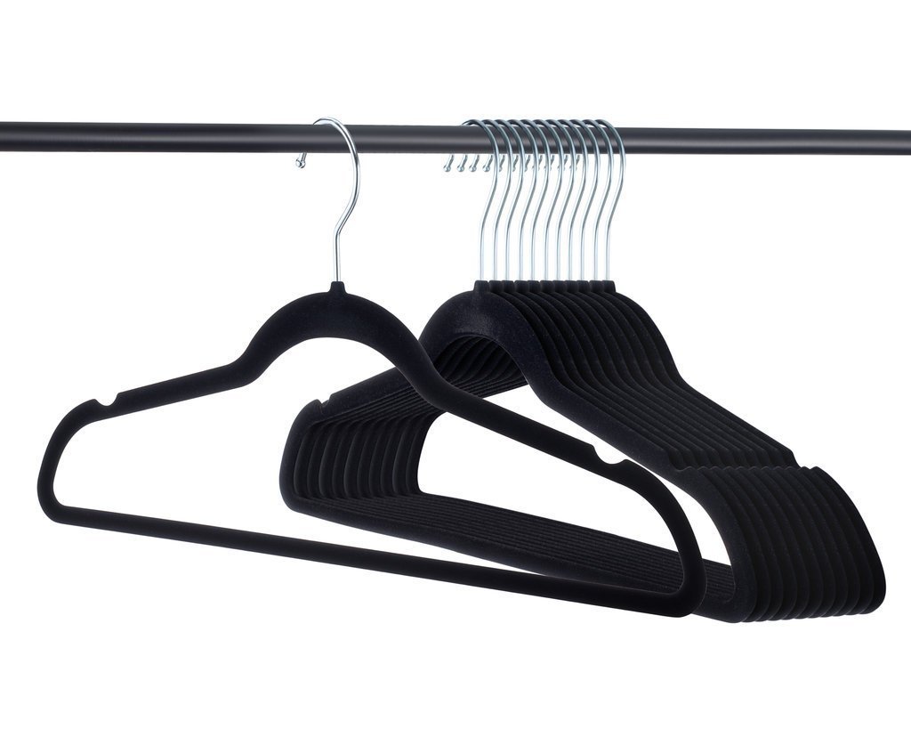 30pk Suit Flocked Hangers Black - Brightroom™