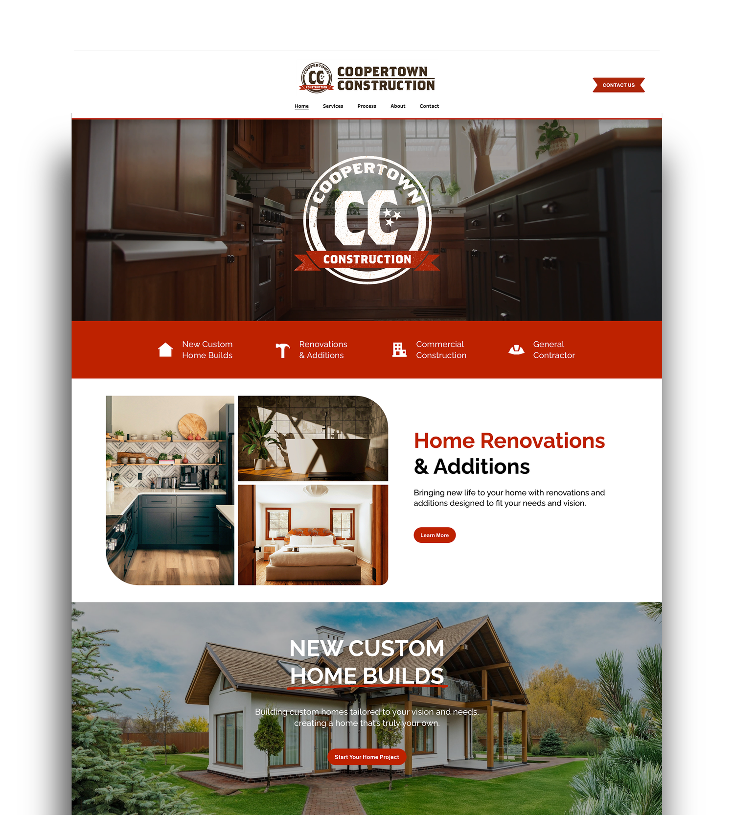 Screenshot of the Coopertown Construction website