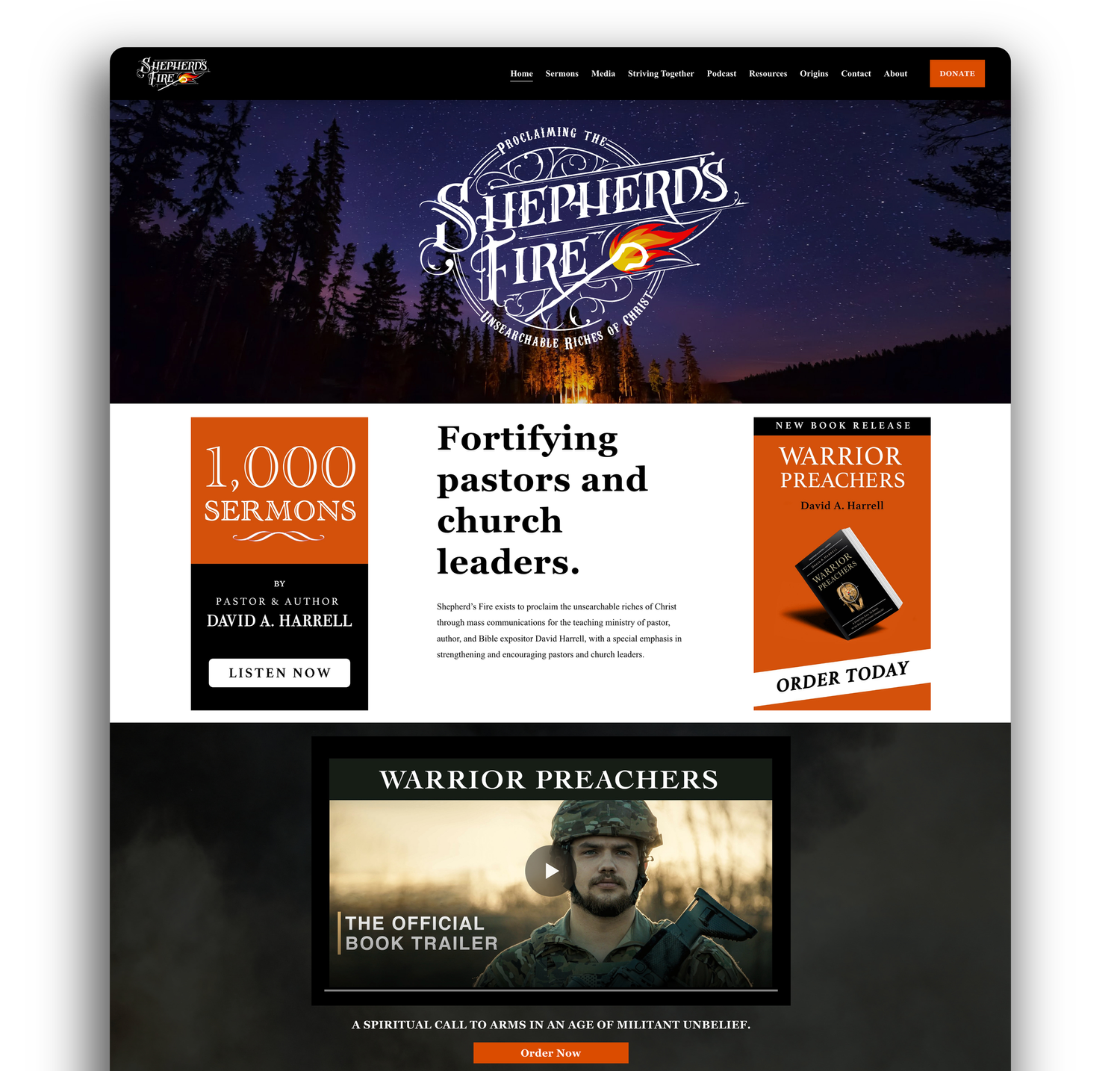 Screenshot of the Shepherd&rsquo;s Fire website