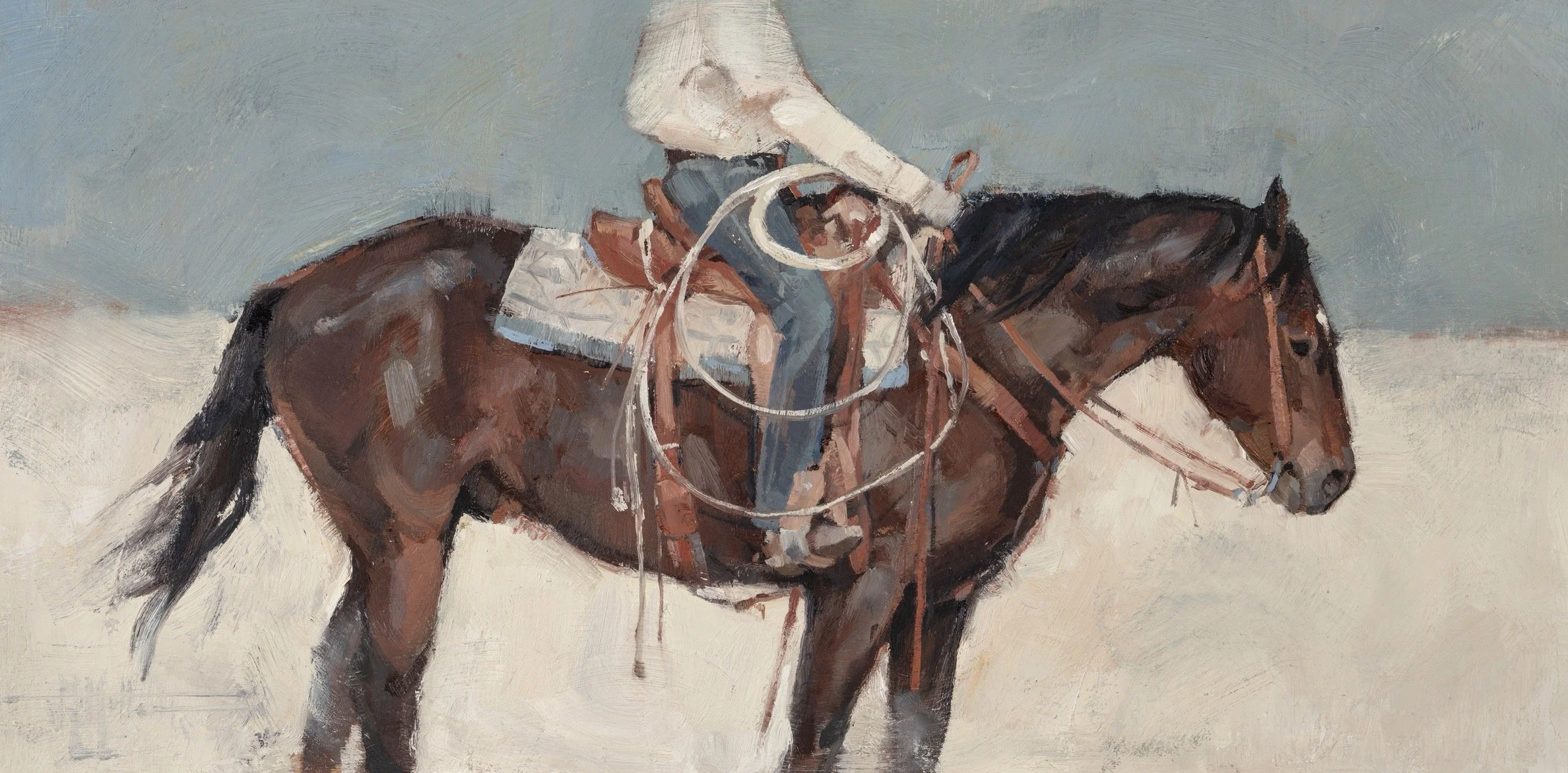 "The Cowboy's Friend" 10x20 oil on panel. private collection 