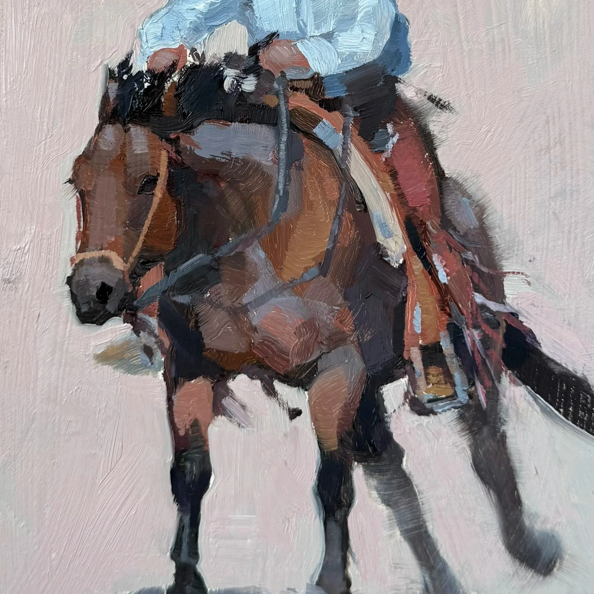 Run Roan Run. 12x6 oil on panel. Private collection. 