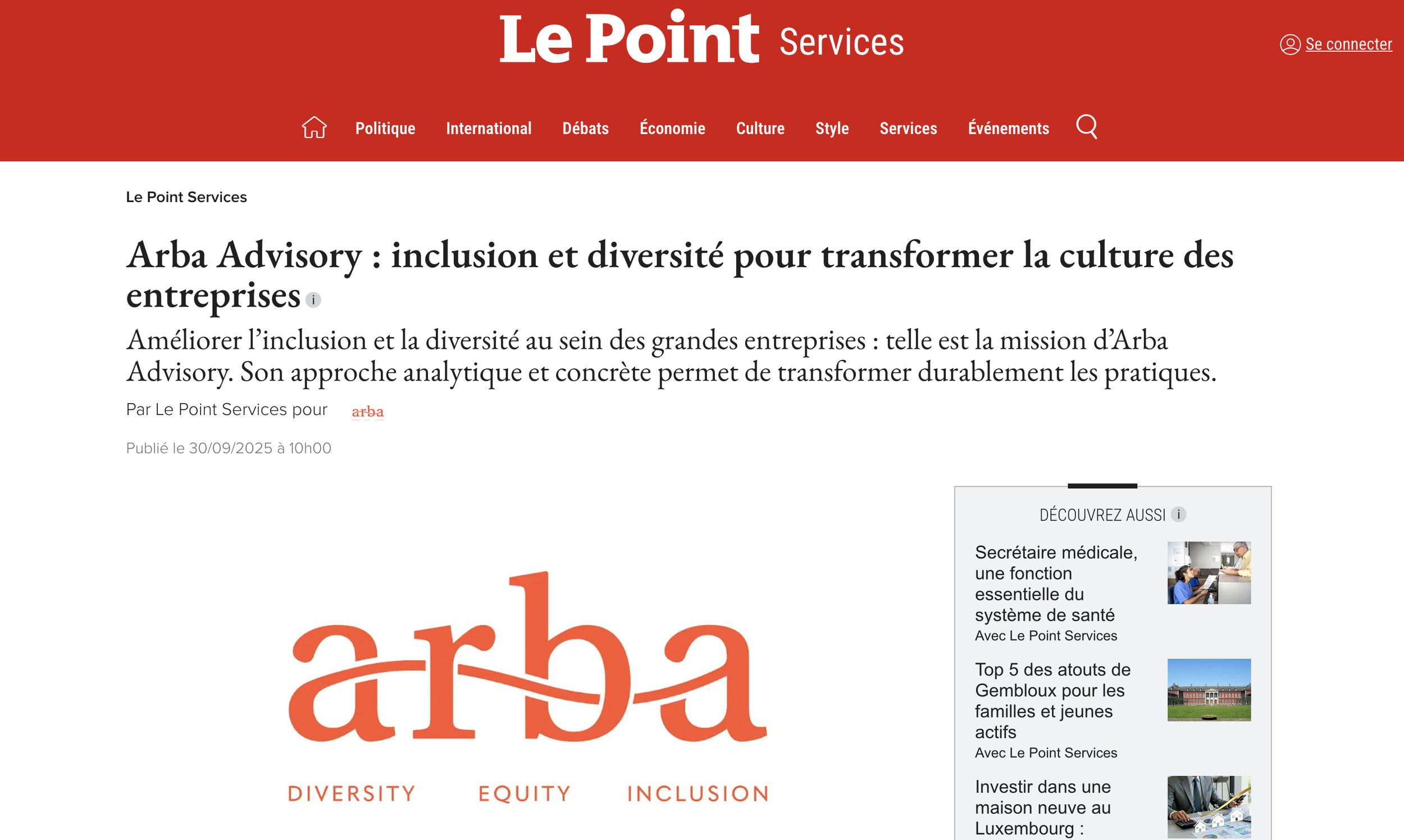 Article le point :  Arba Advisory : inclusion et diversité pour transformer la culture des entreprises