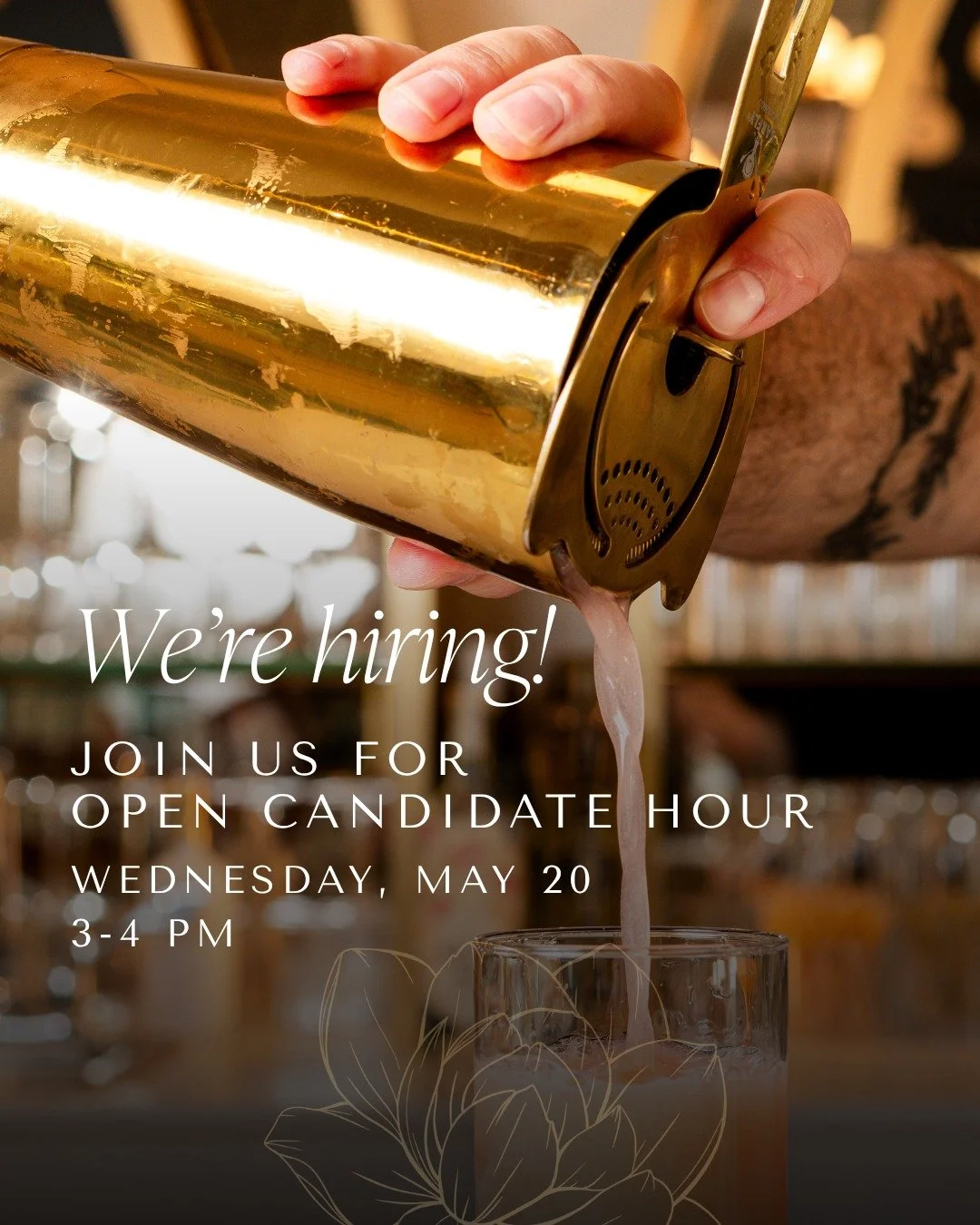 Want to join our Scene? Swing by our Open Candidate hour next Wednesday, 5/20, from 3:00-4:00 PM ☕️ We're hiring for Shift Lead, Bartender, and Runner positions. Bring a resume, and we'll see you soon!