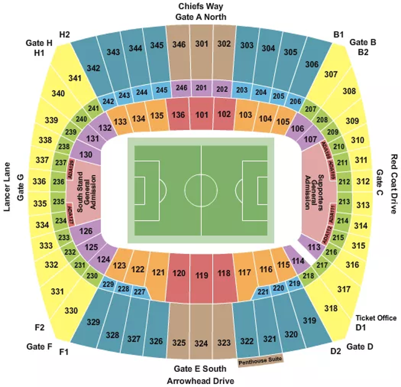 Arrowhead Stadium seating map