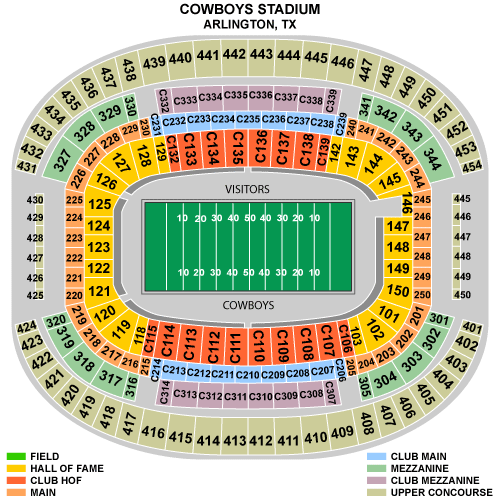 AT&T Stadium seating map