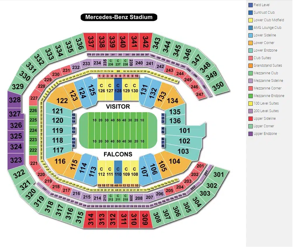 Mercedes-Benz Stadium seating map
