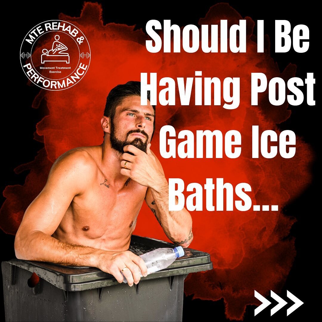 𝐒𝐡𝐨𝐮𝐥𝐝 𝐈 𝐁𝐞 𝐇𝐚𝐯𝐢𝐧𝐠 𝐈𝐜𝐞 𝐁𝐚𝐭𝐡𝐬 𝐏𝐨𝐬𝐭 𝐆𝐚𝐦𝐞?

Ice Baths are used widely by professional athletes to aid recovery, with benefits including:

- Delayed onset of muscle soreness (DOMS)✅
- Vasoconstriction of blood vessels to fl
