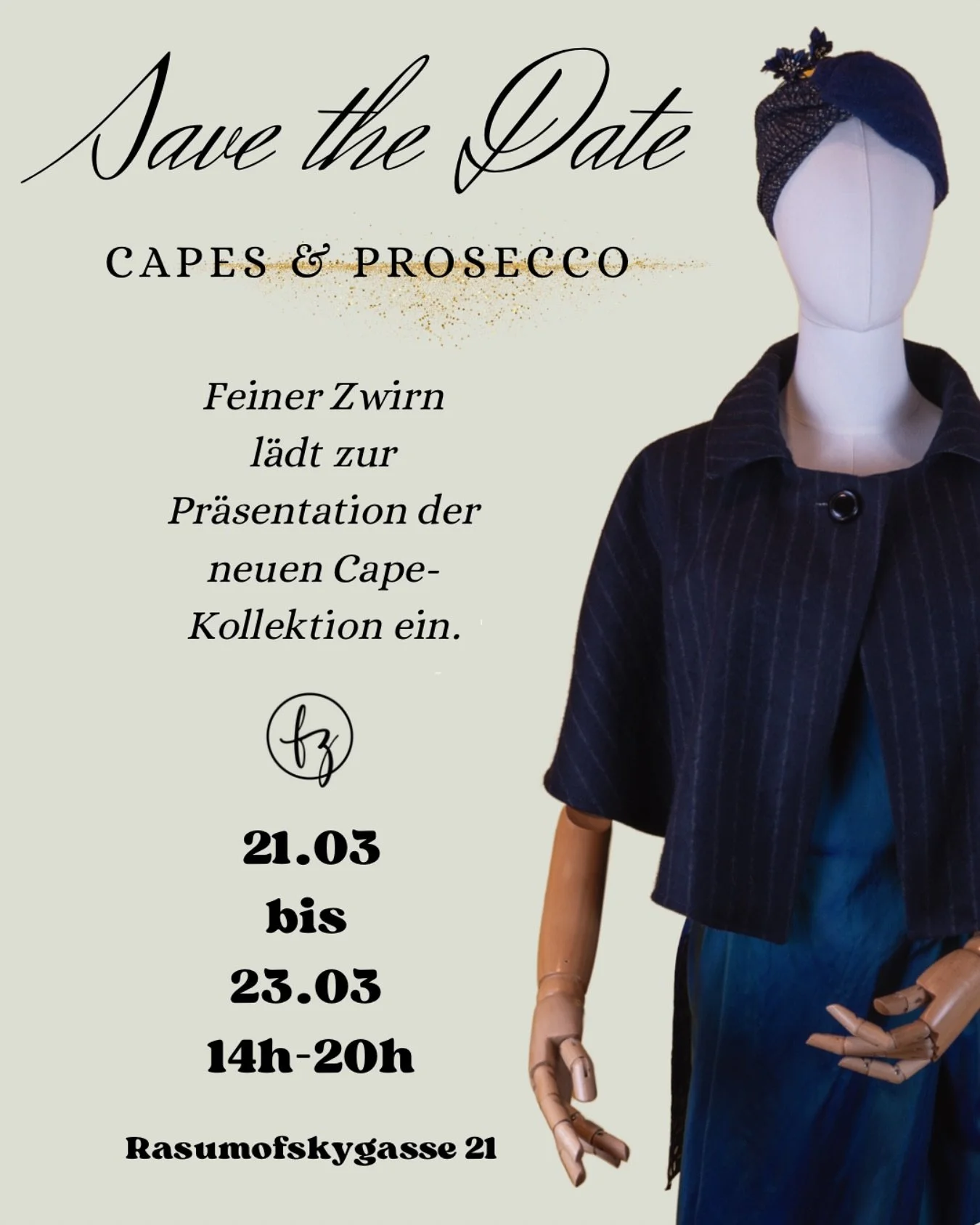 Ich freue mich darauf, mit dir bei Prosecco auf den Fr&uuml;hling und meine neue Cape-Kollektion anzusto&szlig;en ❤️
Capes sind das perfekte Kleidungsst&uuml;ck f&uuml;r diese wundersch&ouml;ne Jahreszeit, da sie Stil und Leichtigkeit vereinen.

21.0