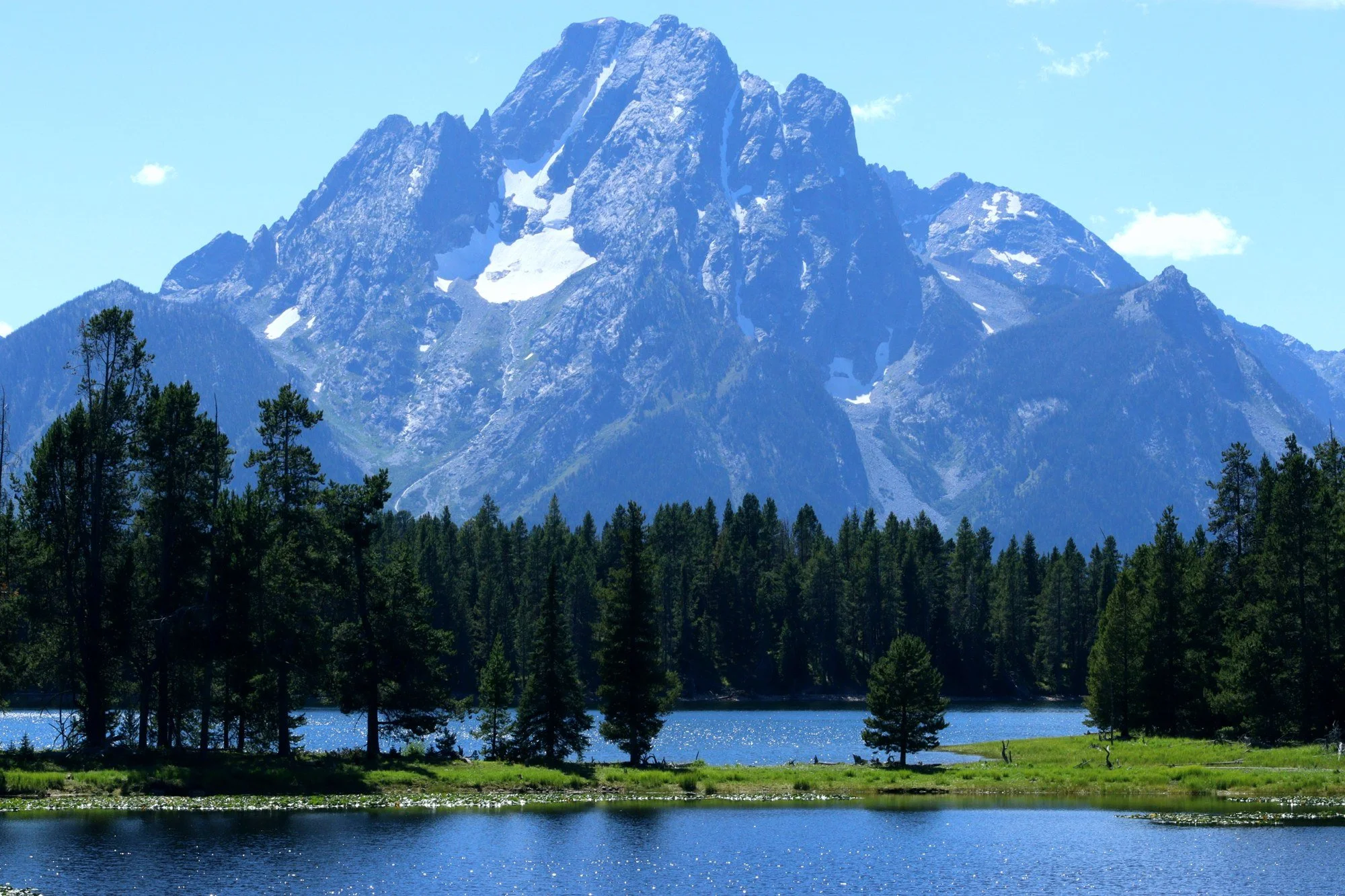 Mt. Moran over the lake, first still morning of the Wyoming leg. (Grand Teton NP, WY)