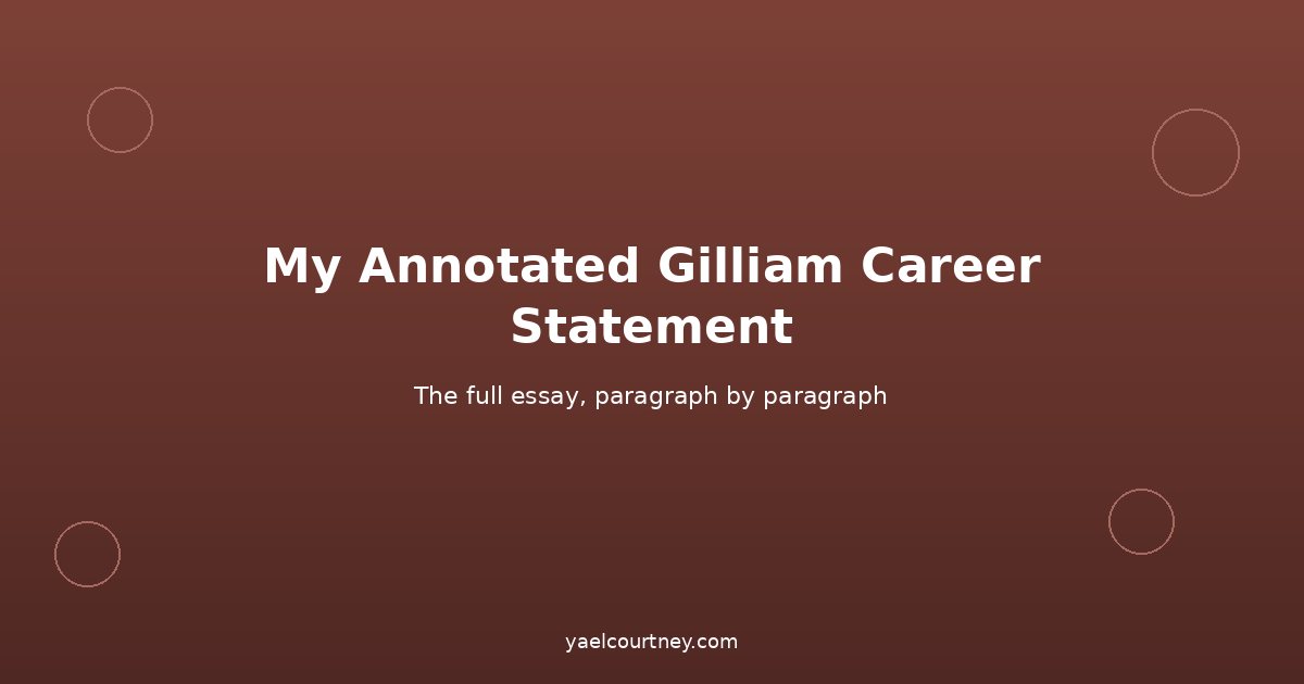 Annotated HHMI Gilliam Career Statement