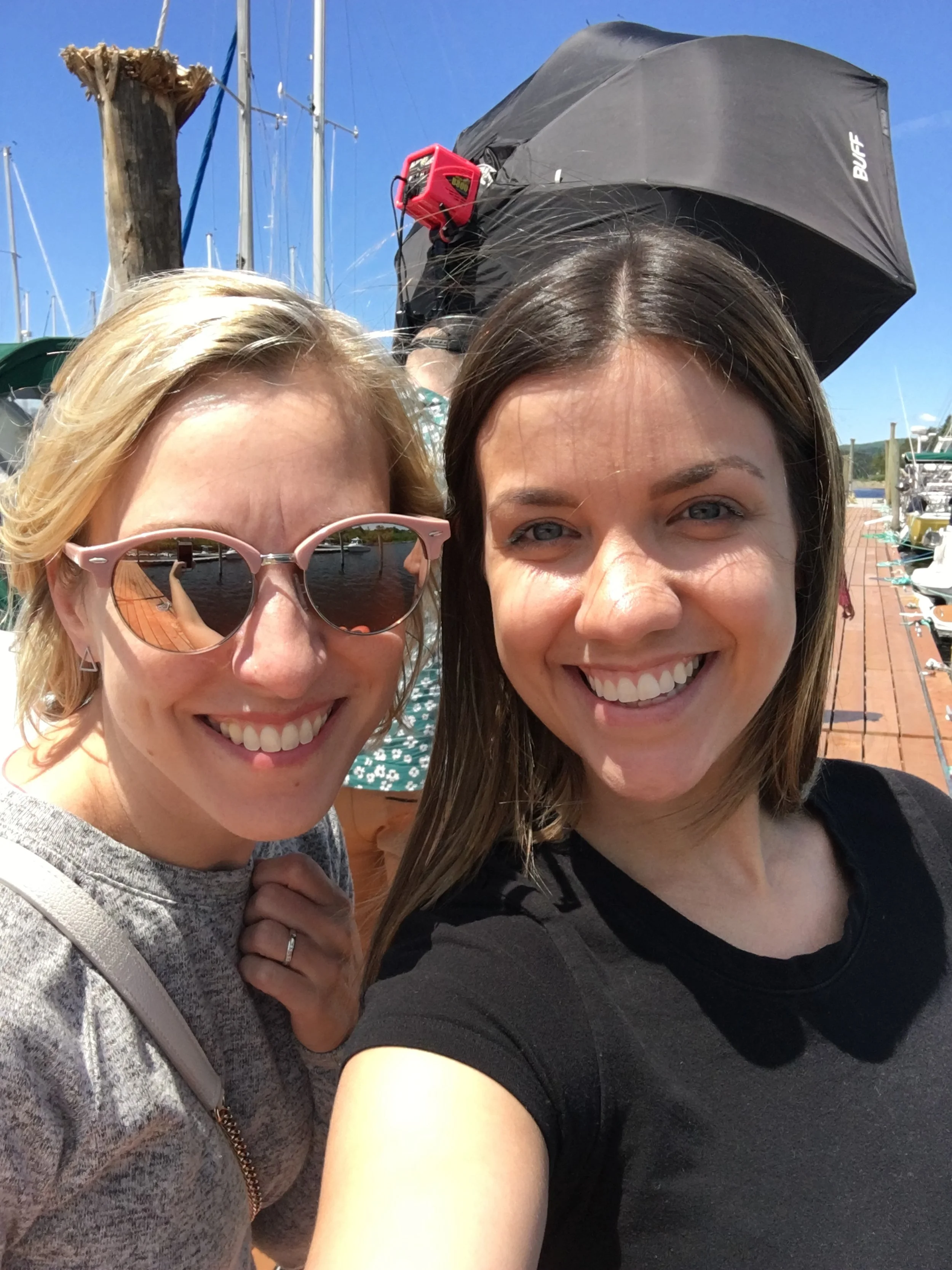 Becky and Jill smile for a photo