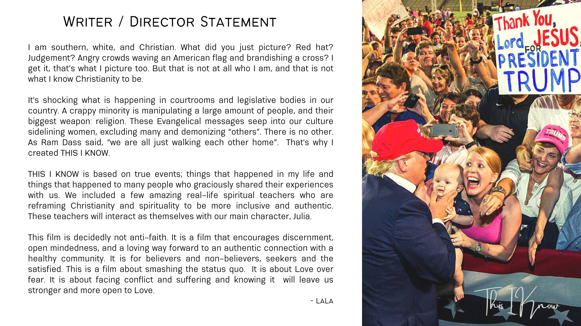 This I Know - Lala Director statement.png