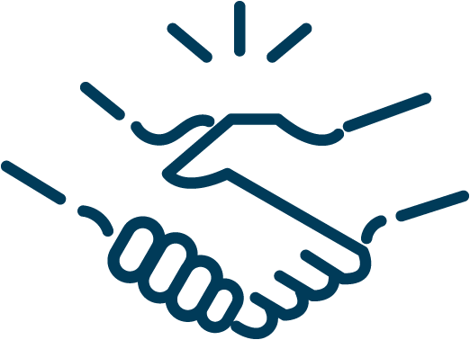 Illustration of a handshake with emphasis lines