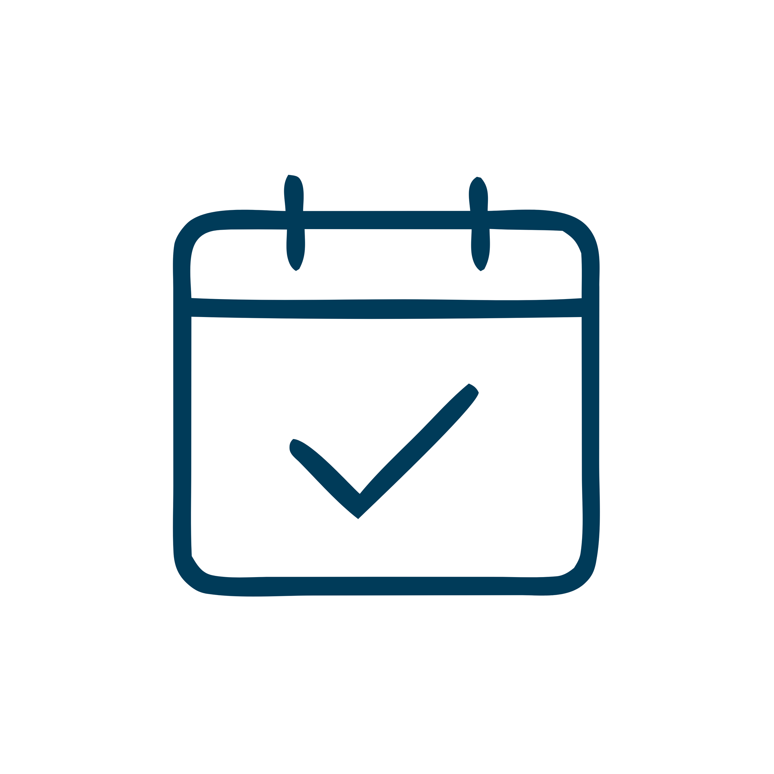 Outline icon of a calendar with a checkmark on a date