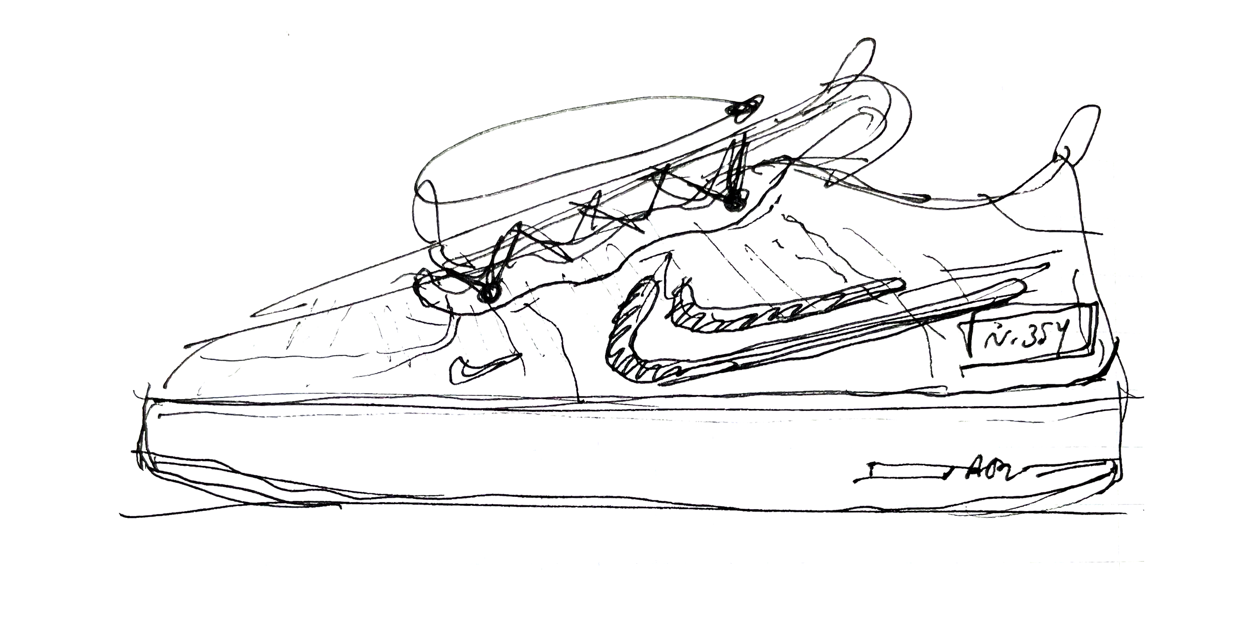      I challenged myself not to sketch as much on this project because the foundation was already set. How might we be able to redefine what such a renown product means for a completely new generation?     I set aside all known parameters of the AF1 