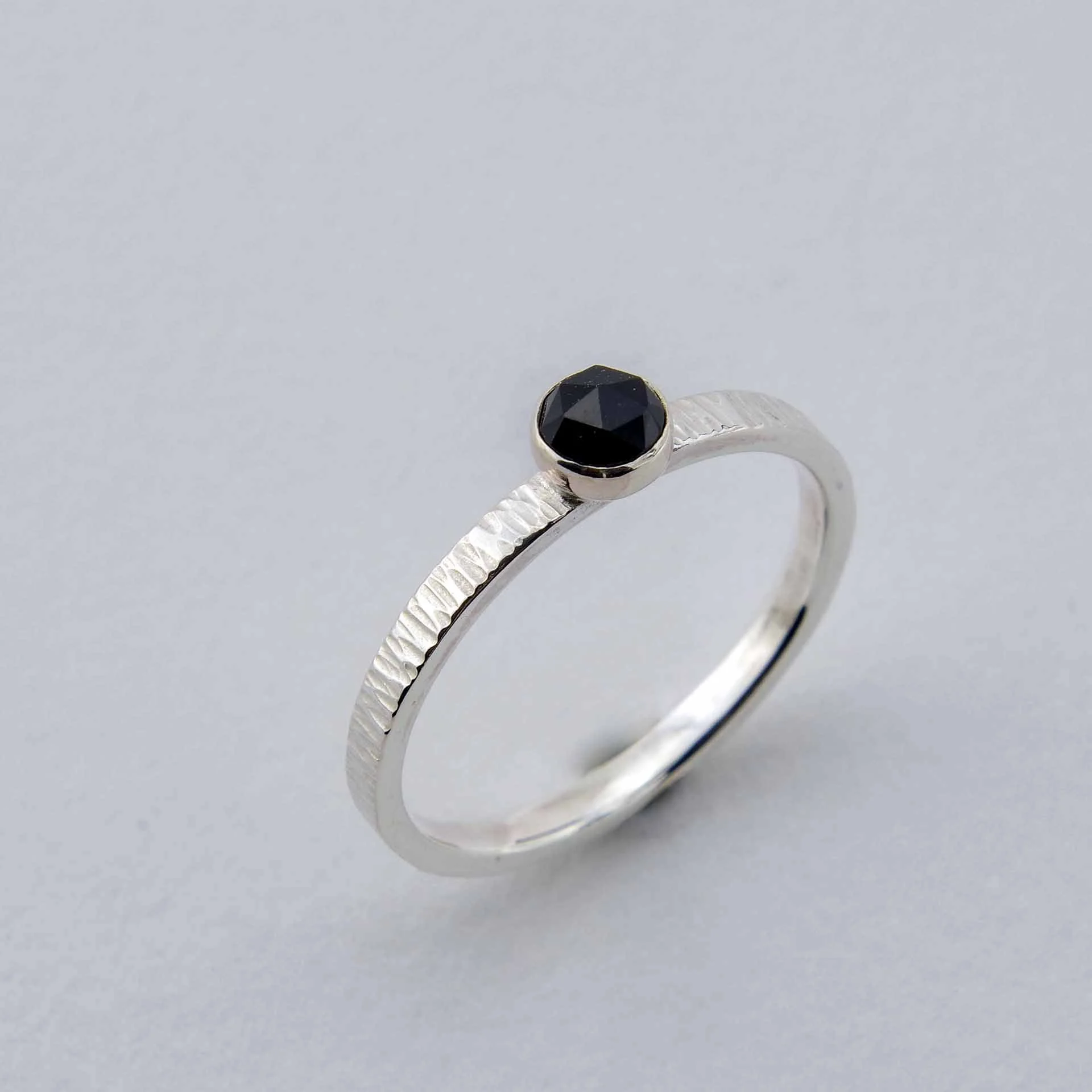 Sterling silver ring rose-cut black spinel top view.jpg