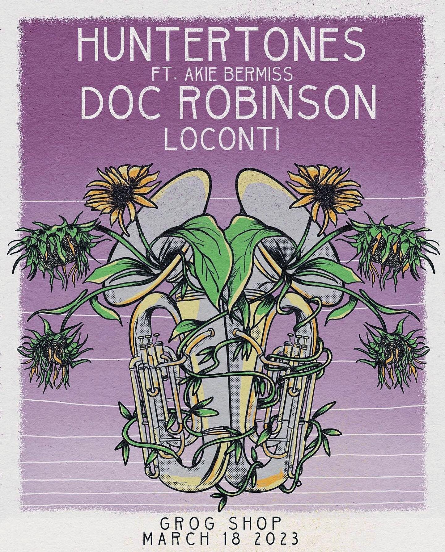This Saturday night is going to be a show to remember! Tickets are almost sold out. 
Doors open 7:30PM we start at 8PM so get there early! 

Real excited to kick the night off for @doc_robinson_ &amp; @huntertonesband 
@thegrogshop 

See you there💜