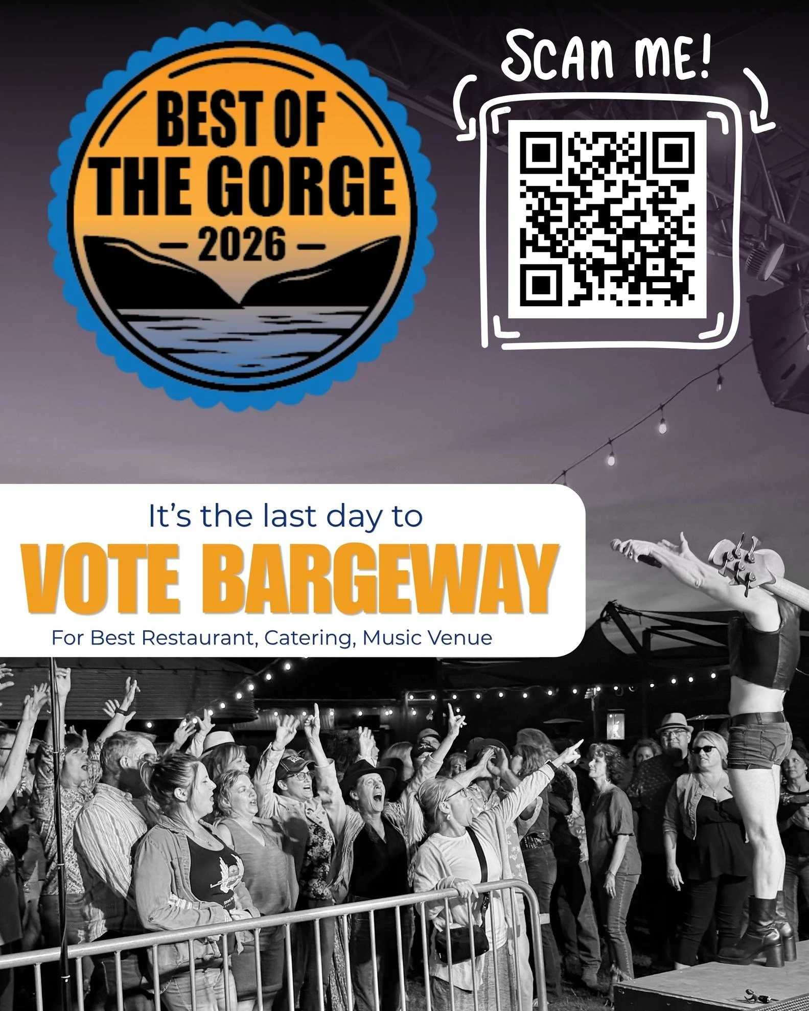 🏆 WE NEED YOUR VOTE, BARGEWAY FAMILY! 🏆
We love being your go-to spot on the river for live music, cold drinks, great food, and unbeatable Columbia River views&mdash;and now it&rsquo;s time to show some love back! 🌅🎸🍻

Voting for the Best of the