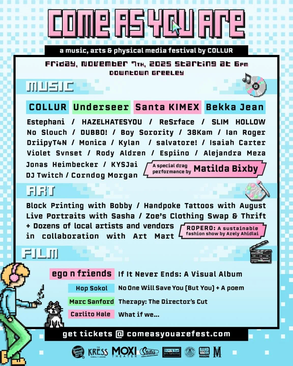 HAZELHATESYOU FOR @comeasuarefest
PRESENTED BY @collurmusic AND @bandwagonmagazine
LITERALLY SO MANY ARTISTS LMAO
NOV 7 - FEST OPENS 6 PM - PLAYING @stellaspinball STAGE 9 PM
FLYER BY @raynesthings
LINK IN BIO
🔪⛓️
-
-
-
#electronic #bass #music #loc