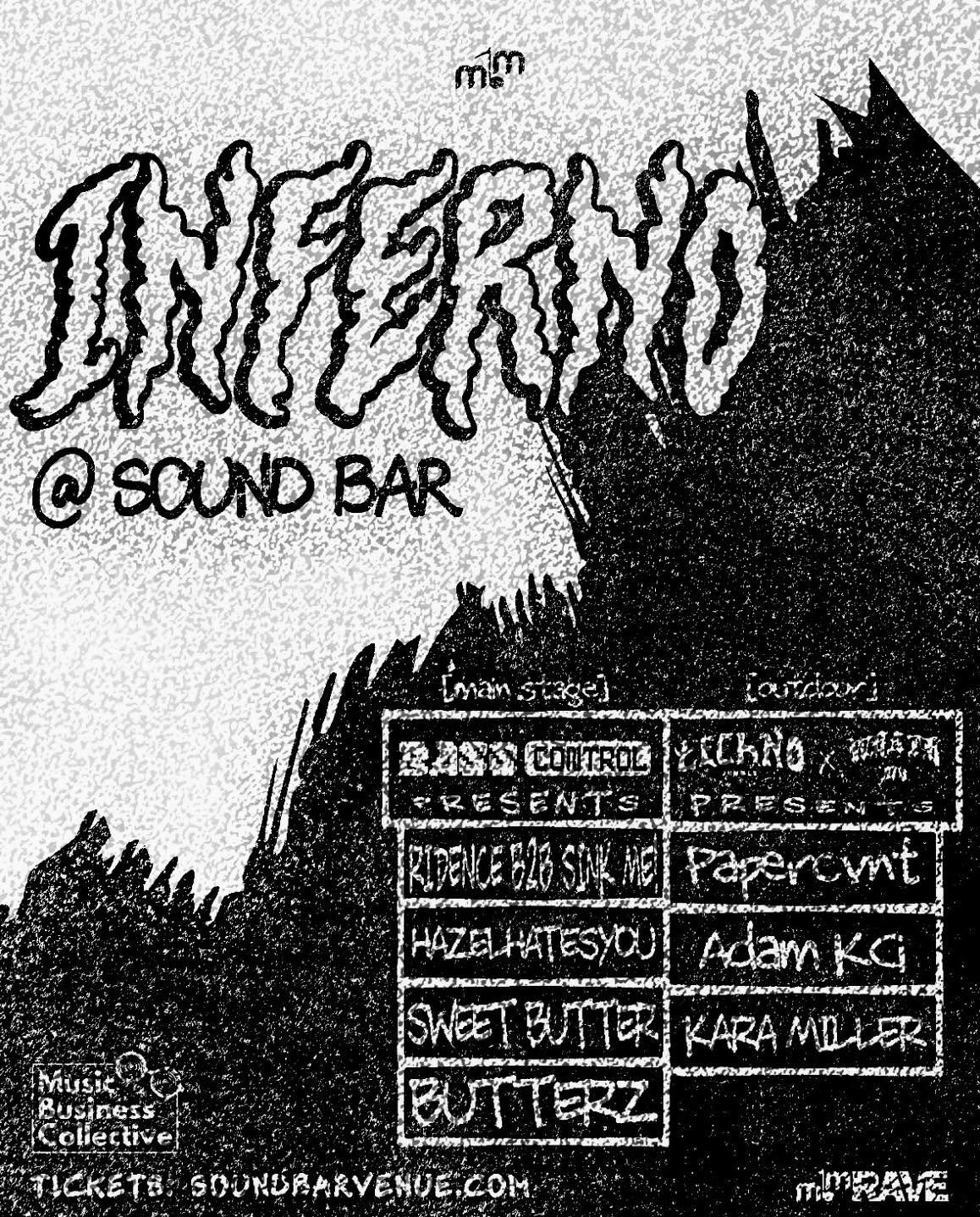 HAZELHATESYOU AT INFERNO
OCT 30 - 10 PM - @soundbarvenue
PRESENTED BY @music.by.masses @mbmrave @csu_mbc
DUAL STAGE: INDOOR STAGE BY BASS CONTROL - OUTDOOR STAGE BY @wrath970co AND @_techno_jungle
FORT COLLINS STYLE HEAVY SHIT TO MOSH TO
TONS OF FRIE