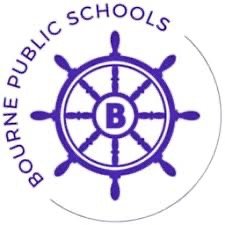 Bourne Public Schools logo featuring a ship's wheel with a 'B' in the center