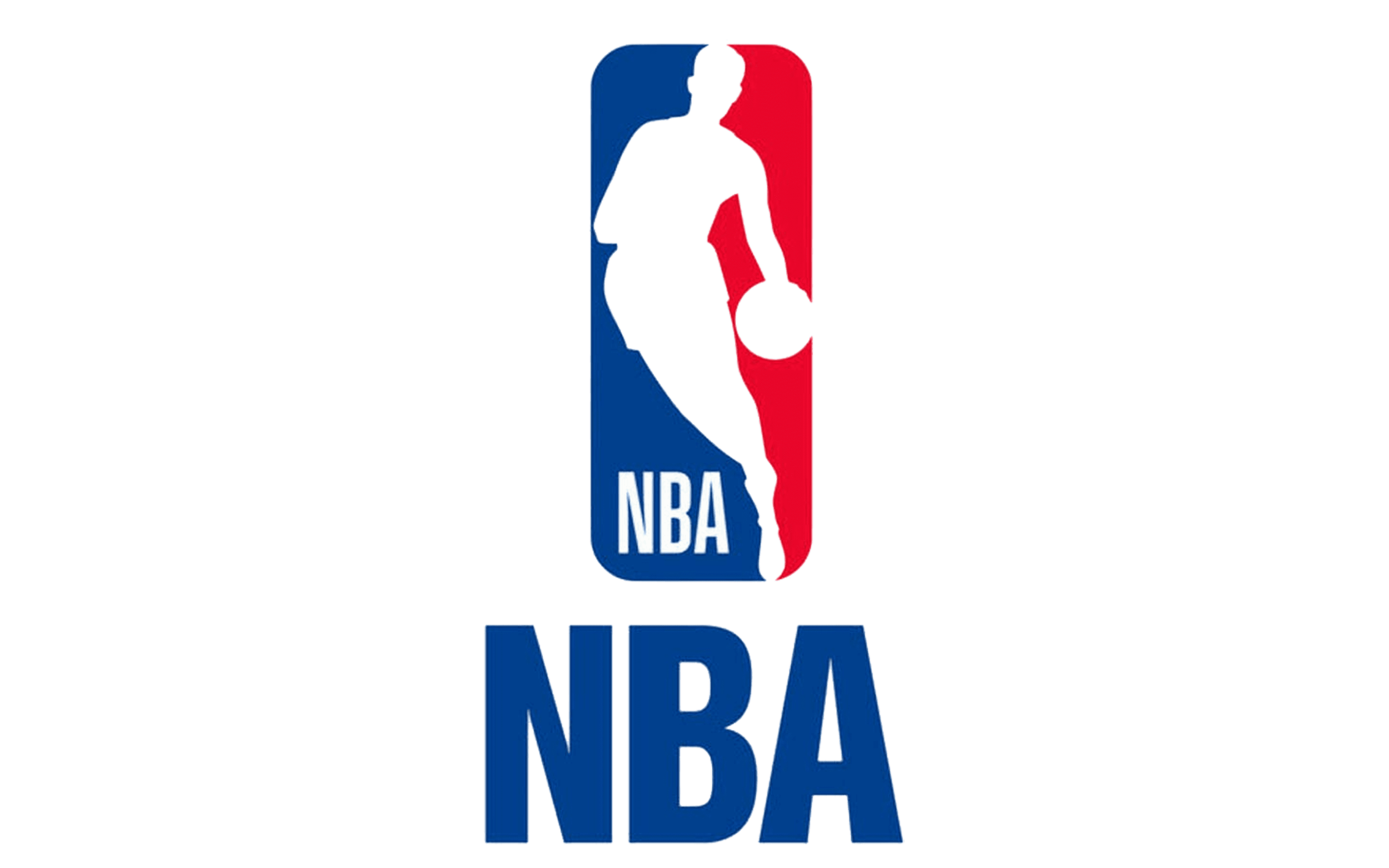 The logo features a silhouette of a basketball player in green with the NBA text beneath, divided into three sections with blue, red, and green backgrounds, and includes the NBA logo with a split figure in blue and red.