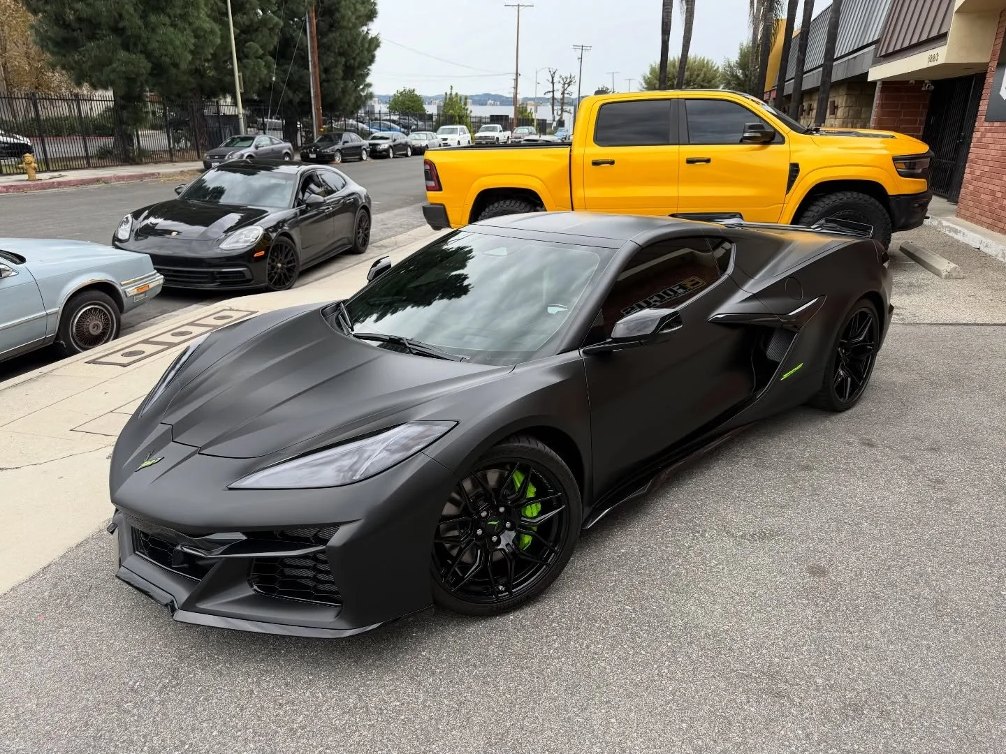 My boy @felipit096 went CRAAAAZY on this one; full @pureppf frozen black colored ppf, topped off ceramic coating on the wrap and calipers, slime green painted calipers, seat belts, ambient lighting and starlight headliner&hellip; show me a harder cor