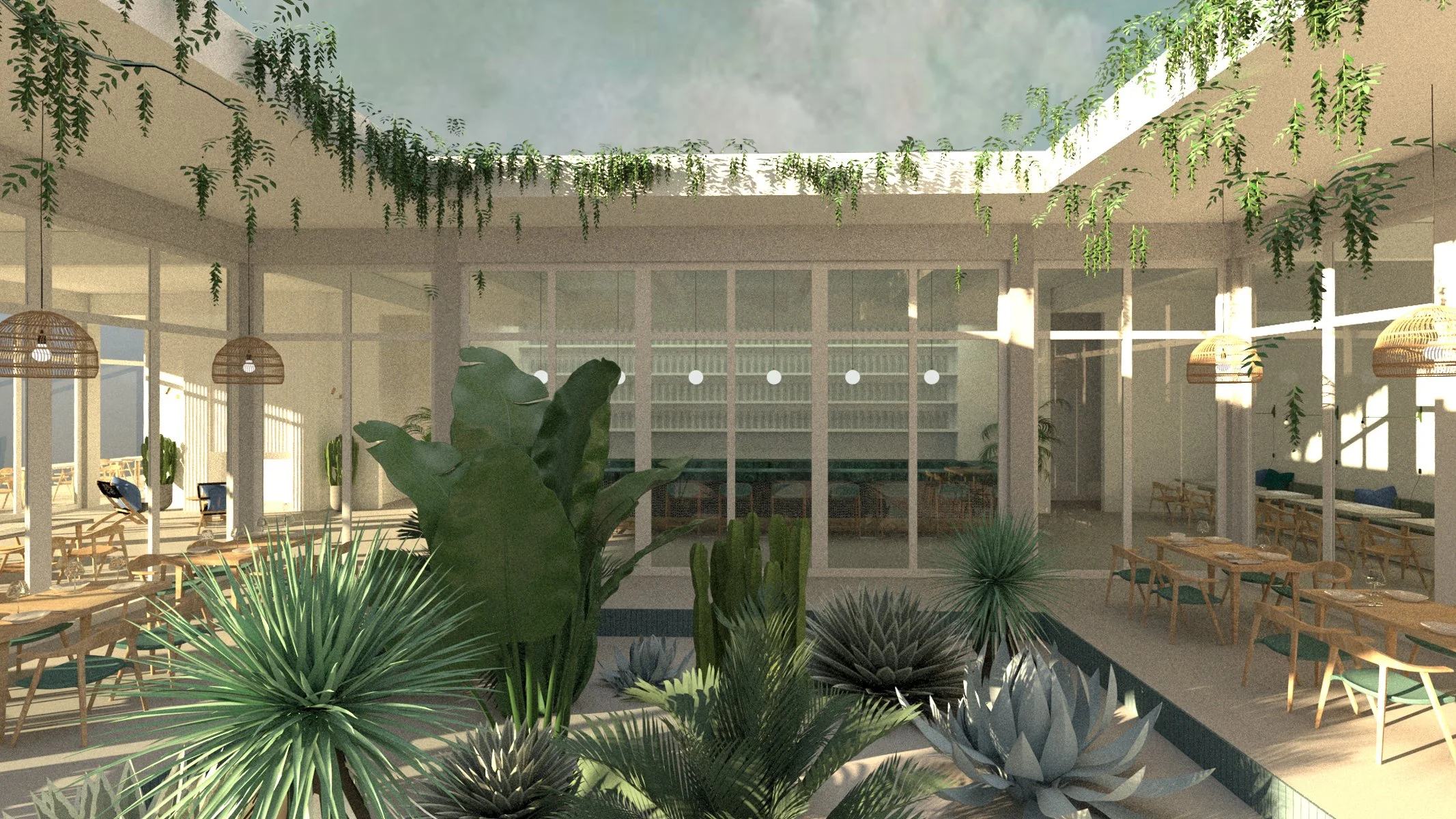 Rendering interior patio