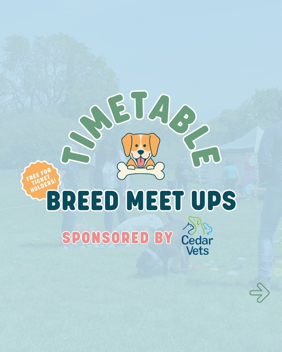 Our Breed Meet Up timetable is now out 🎉Supported by wonderful @cedarvets

With a clinical team at Dogs Day Out they can offer great FREE advice on how best to care for every breed of dog🐶 

You can get involved too and meet owners of dogs like you