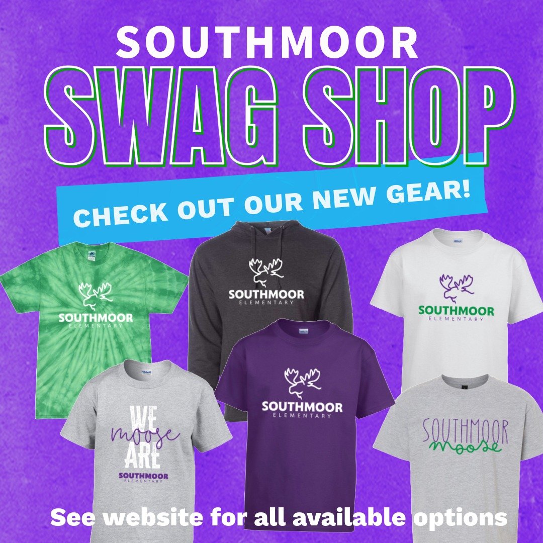 Exciting news Southmoor! 🎉 Check out our brand-new swag collection now available for purchase on our website. From stylish tees to cozy hoodies, there's something for everyone. A portion of all purchases goes back to our school. Explore all the fun 