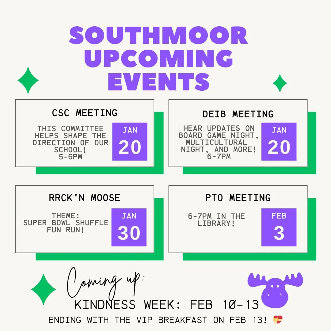 It was so fun to see so many cowboy hat and bandana-wearing students last Friday - thank you for making RRCK&rsquo;n Moose days so fun!

Coming up:

Today, Tuesday Jan 20: CSC (Collaborative School Committee) and DEIB (Diversity, Equity, Inclusion, a