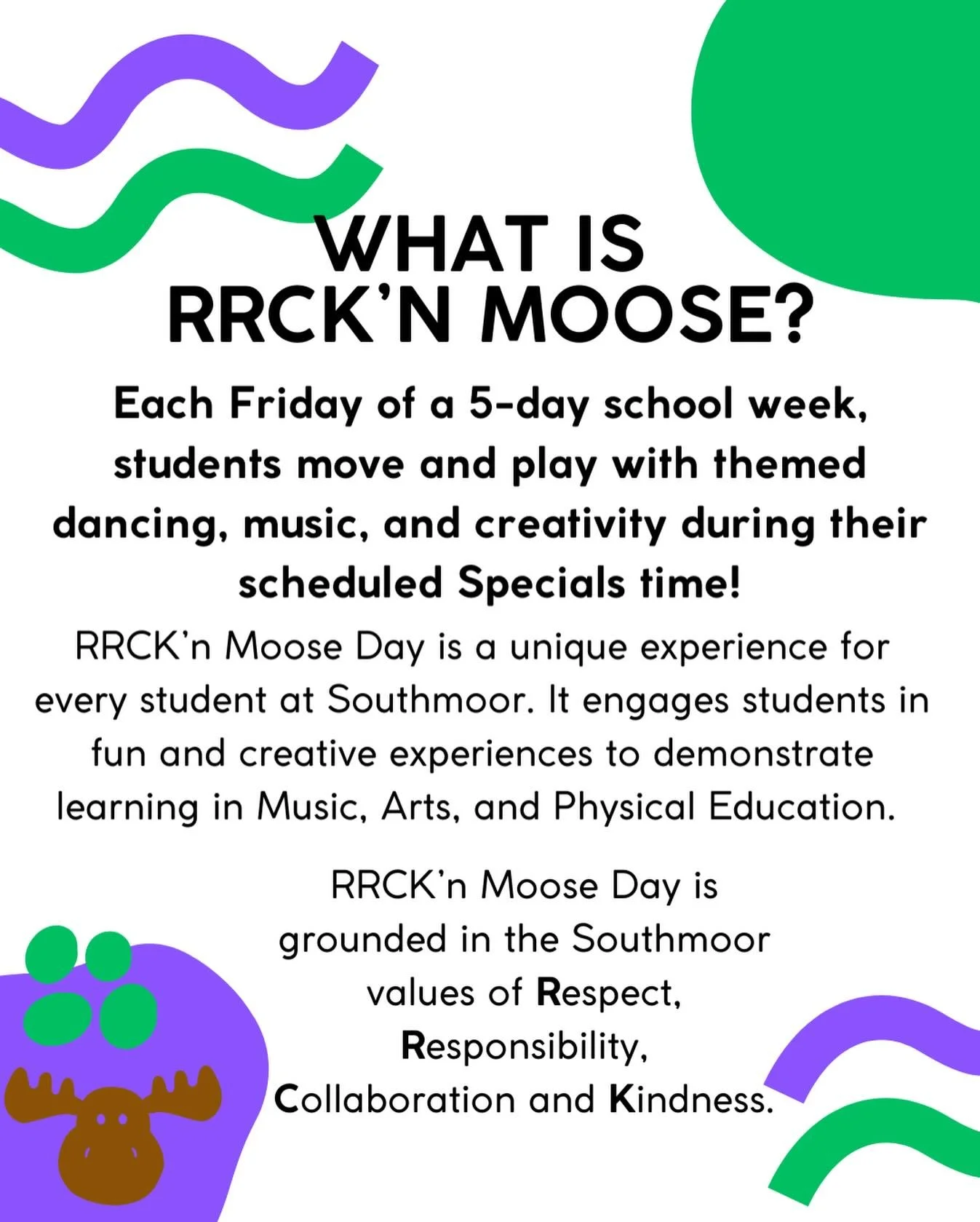 What is RRCK&rsquo;n Moose? 🫎

Have you heard of RRCK&rsquo;n Moose but aren&rsquo;t quite sure what it is? What do the students do? Why is it called that? When does it happen? We&rsquo;re here to answer those questions!

RRCK&rsquo;n Moose Day is w