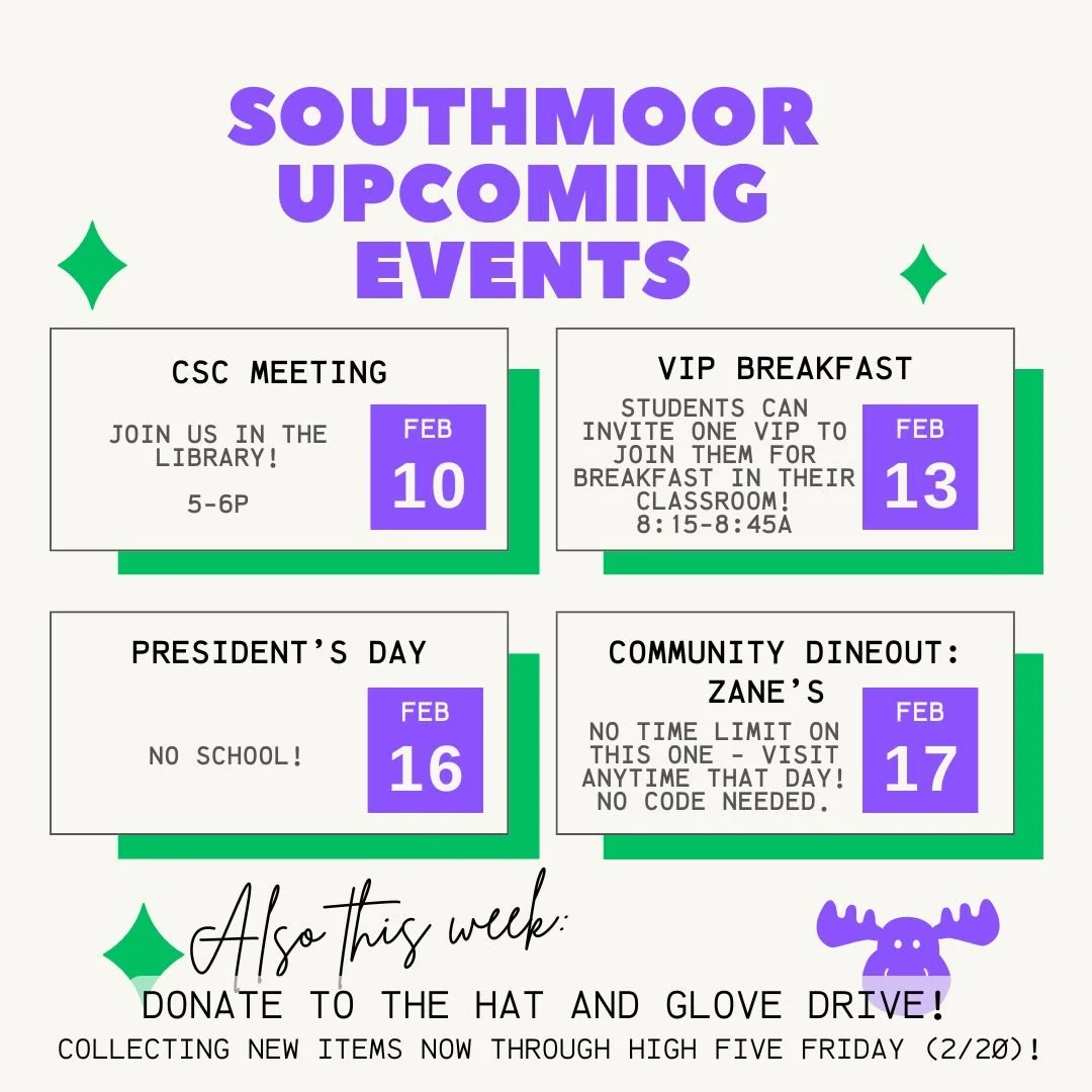 Happy Tuesday, Southmoor Community! 

In the spirit of Kindness Month, all this week and next, we&rsquo;re holding a donation drive to provide classrooms and the recess cart with gloves that can be offered to students who forgot theirs or do not have
