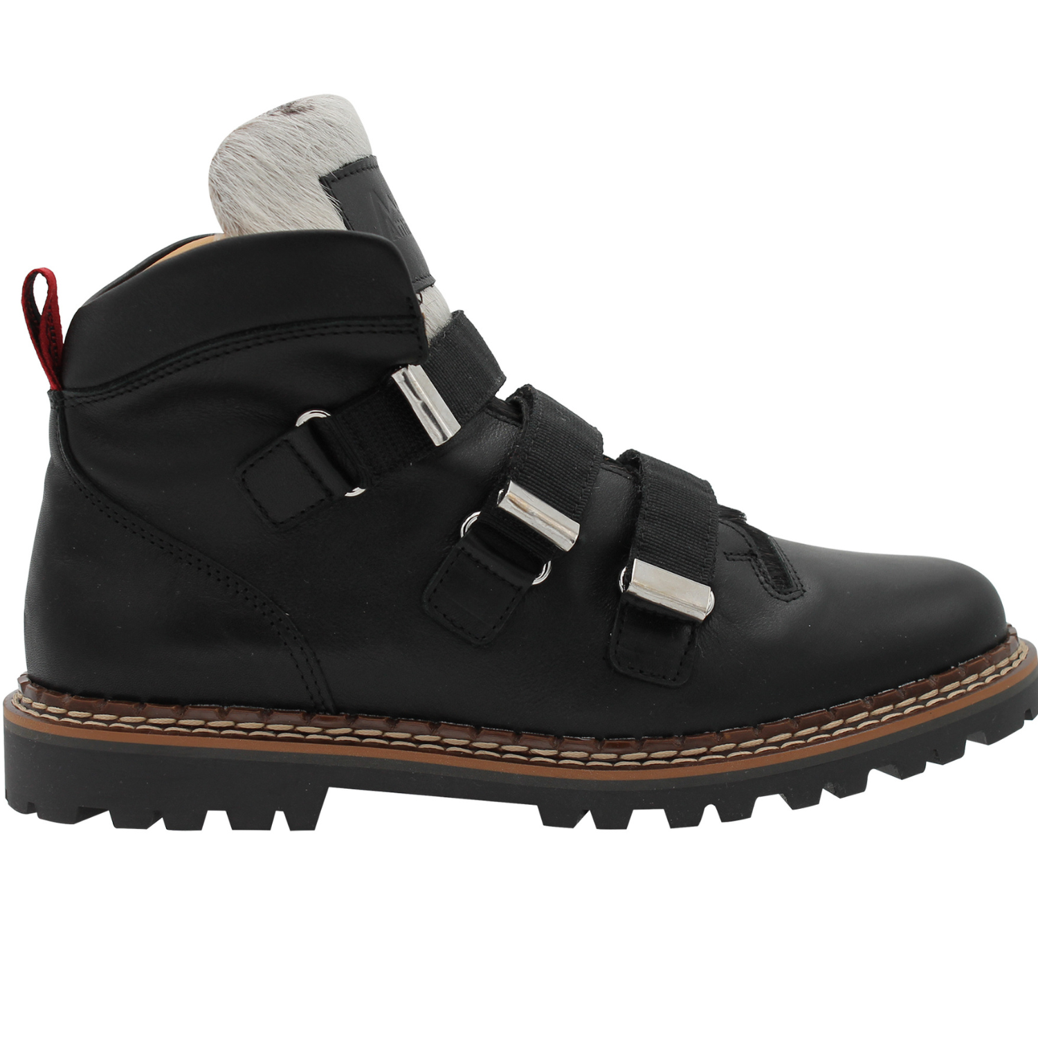 AMMANN - LAVIN 1 - Black Leather & Black Straps - leather lined