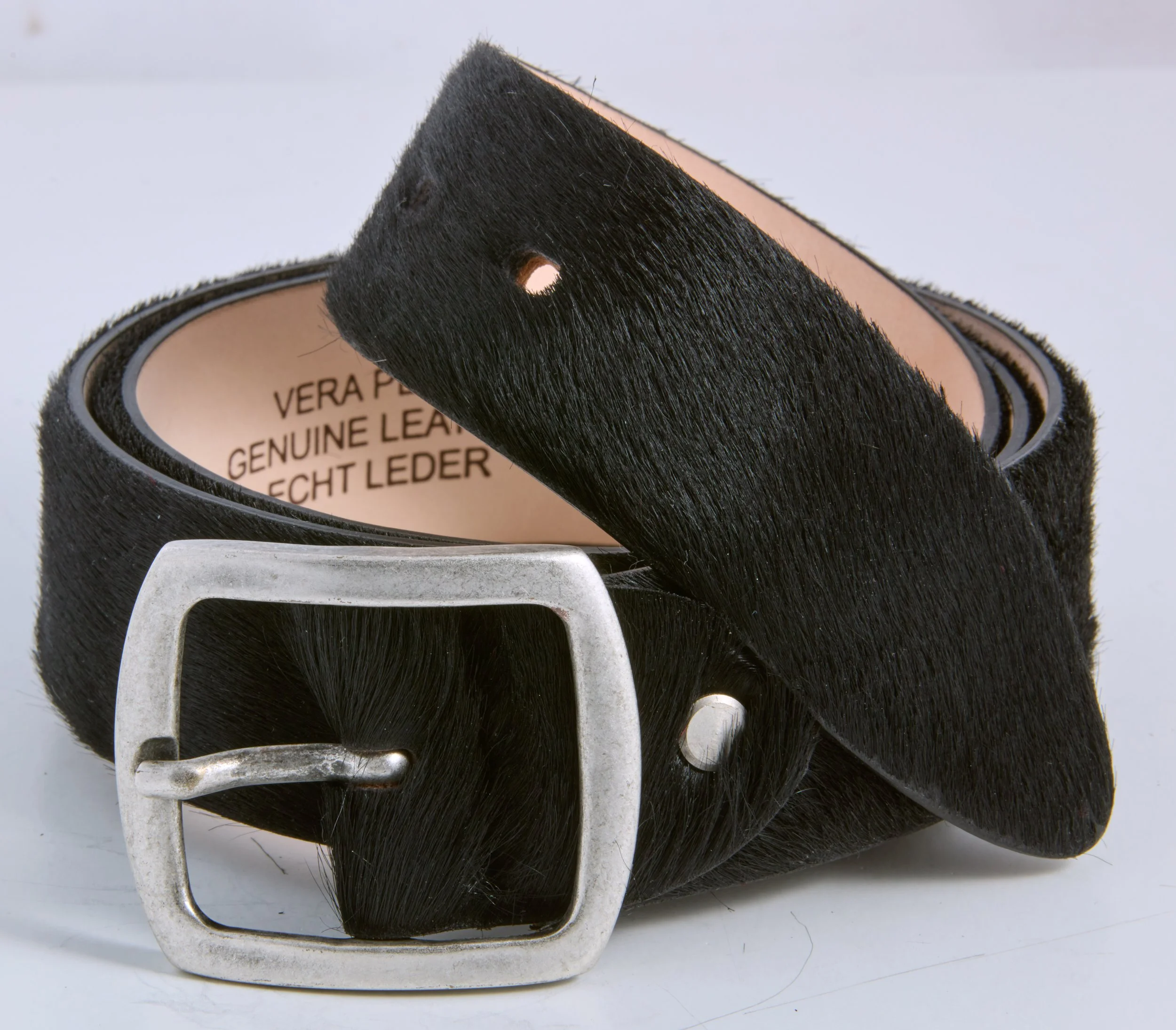 Besso Collection - Black Cowskin on Genuine Leather